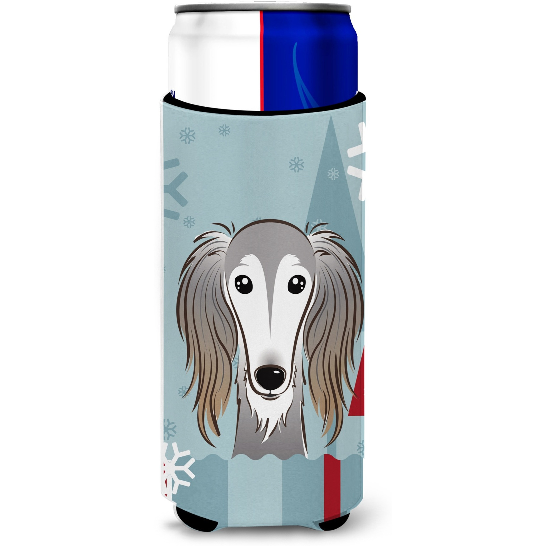 &quotCaroline's Treasures Winter Holiday Saluki Michelob Ultra Koozies for Slim Cans, Multicolor"