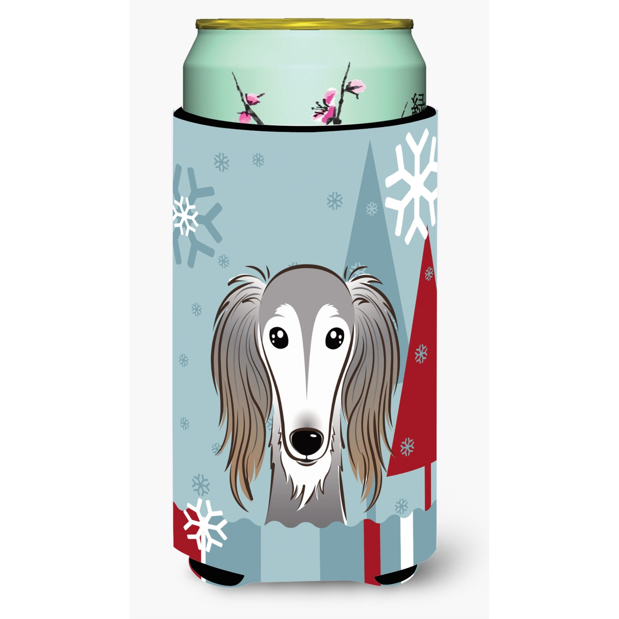 &quotCaroline's Treasures Winter Holiday Saluki Tall Boy Koozie Hugger, Multicolor"