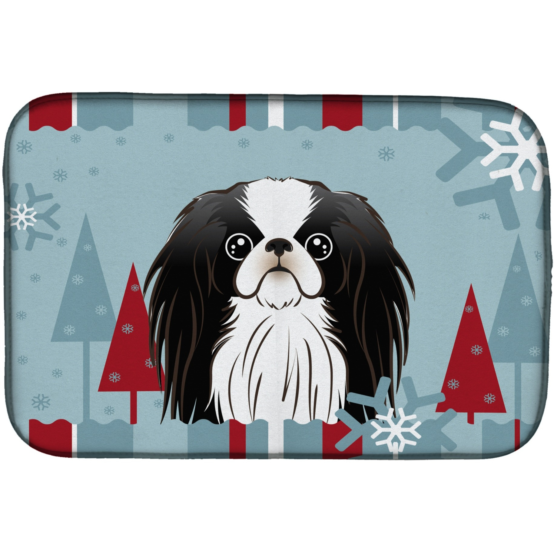 &quotCaroline's Treasures Winter Holiday Japanese Chin Dish Drying Mat, 14"" x 21"""