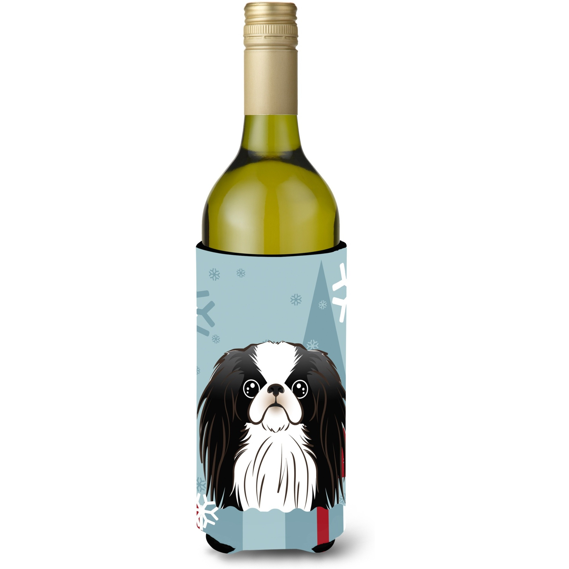 &quotCaroline's Treasures Winter Holiday Japanese Chin Wine Bottle Koozie Hugger, 750 ml, Multicolor"