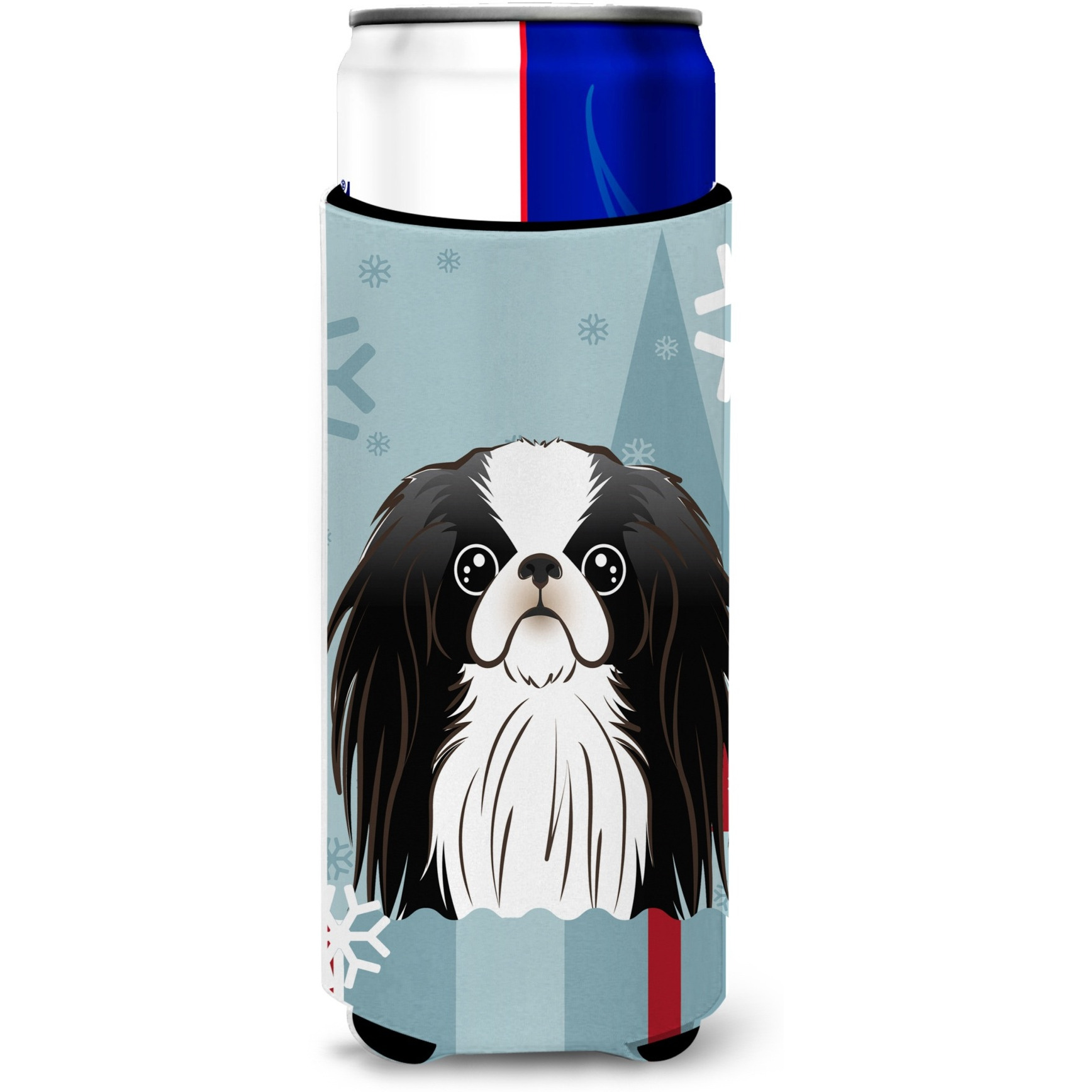 &quotCaroline's Treasures Winter Holiday Japanese Chin Michelob Ultra Koozies for Slim Cans, Multicolor"
