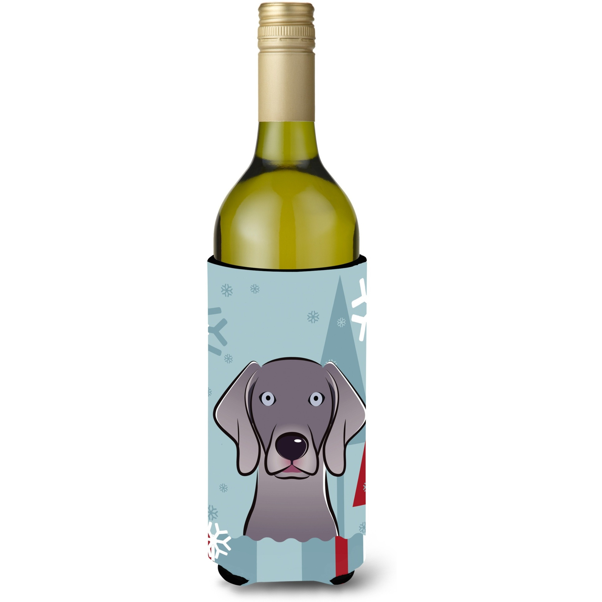 &quotCaroline's Treasures Winter Holiday Weimaraner Wine Bottle Koozie Hugger, 750 ml, Multicolor"