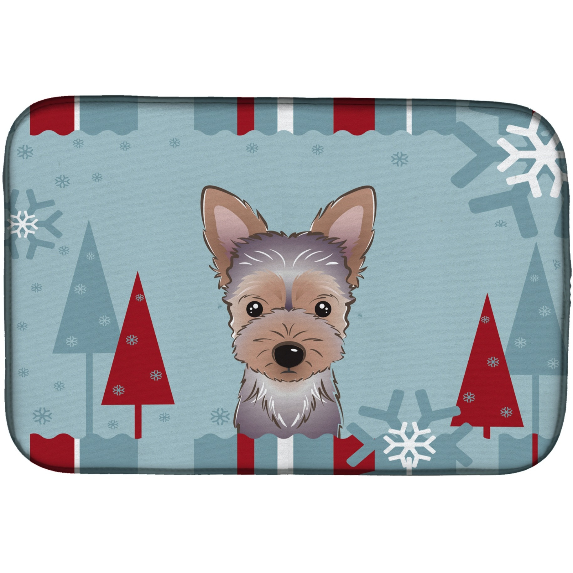 &quotCaroline's Treasures Winter Holiday Yorkie Puppy Dish Drying Mat, 14 x 21"