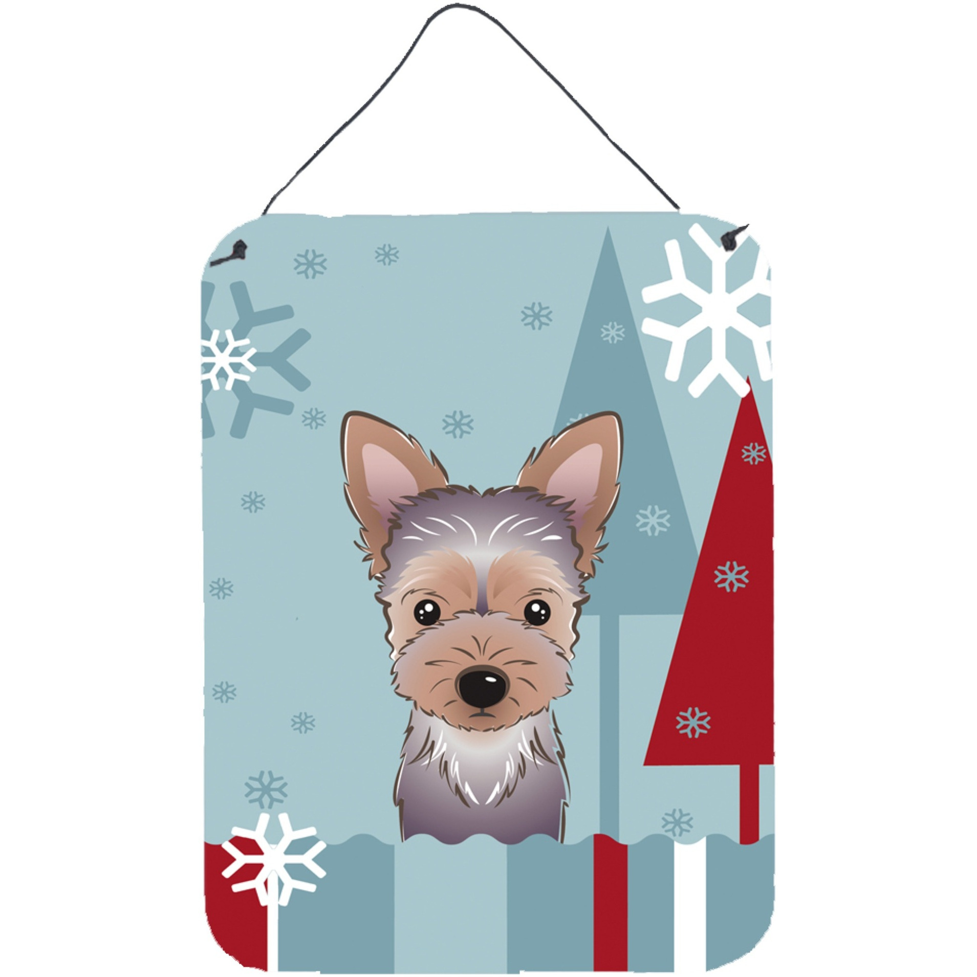 &quotCaroline's Treasures Winter Holiday Yorkie Puppy Wall or Door Hanging Prints BB1728DS1216, 16HX12W, Multicolor"