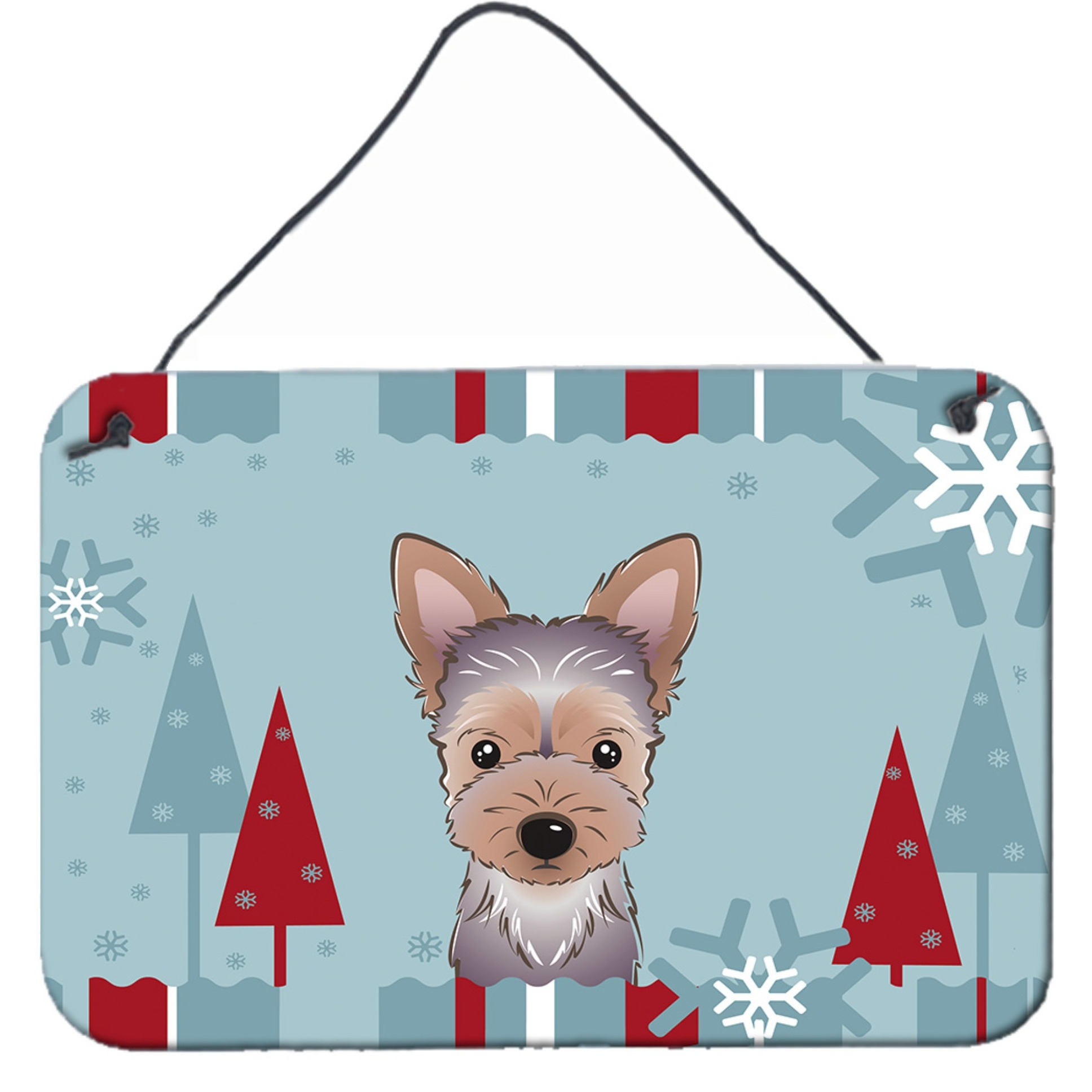 &quotCaroline's Treasures Winter Holiday Yorkie Puppy Wall or Door Hanging Prints BB1728DS812, 8HX12W"