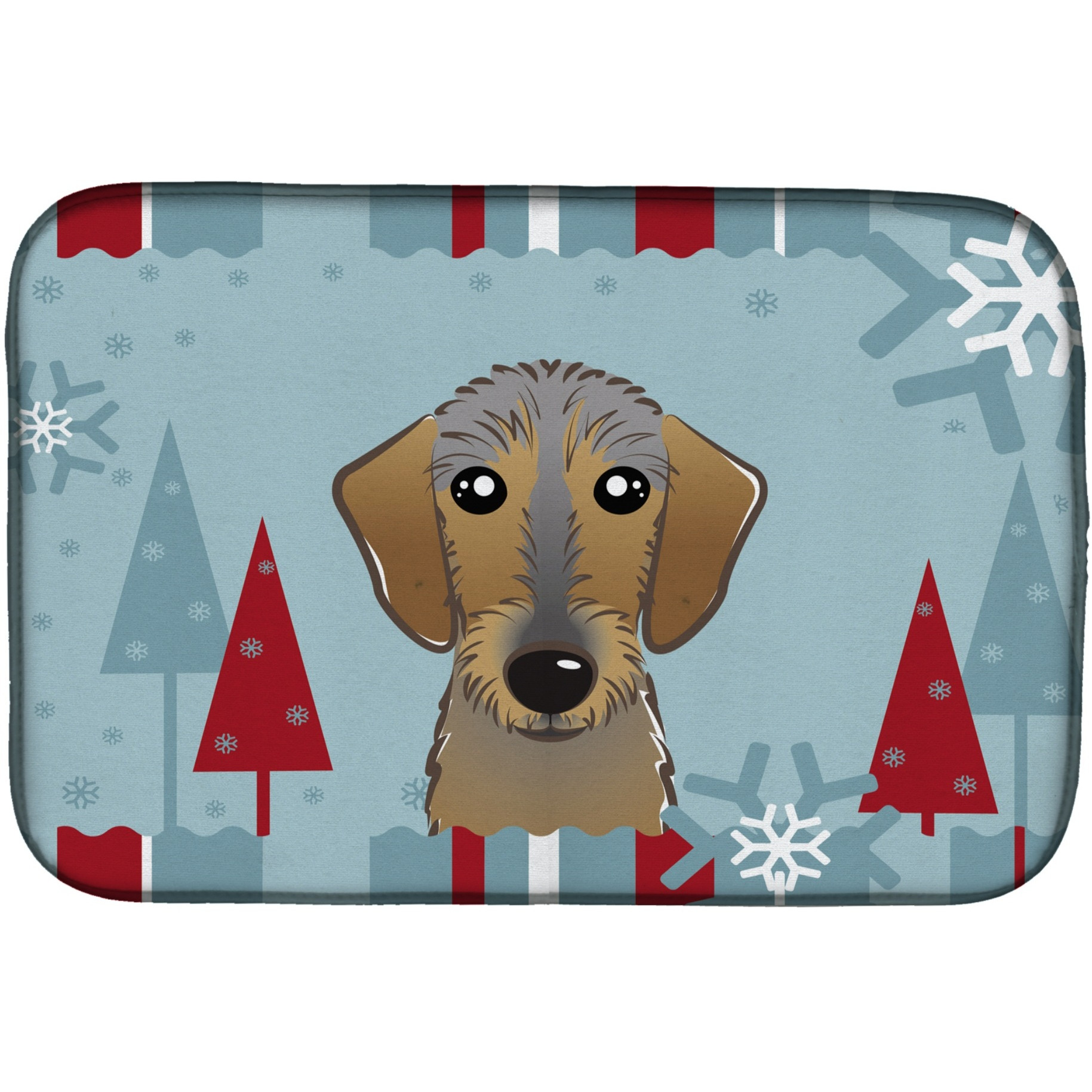 &quotCaroline's Treasures Winter Holiday Wirehaired Dachshund Dish Drying Mat, 14"" x 21"""