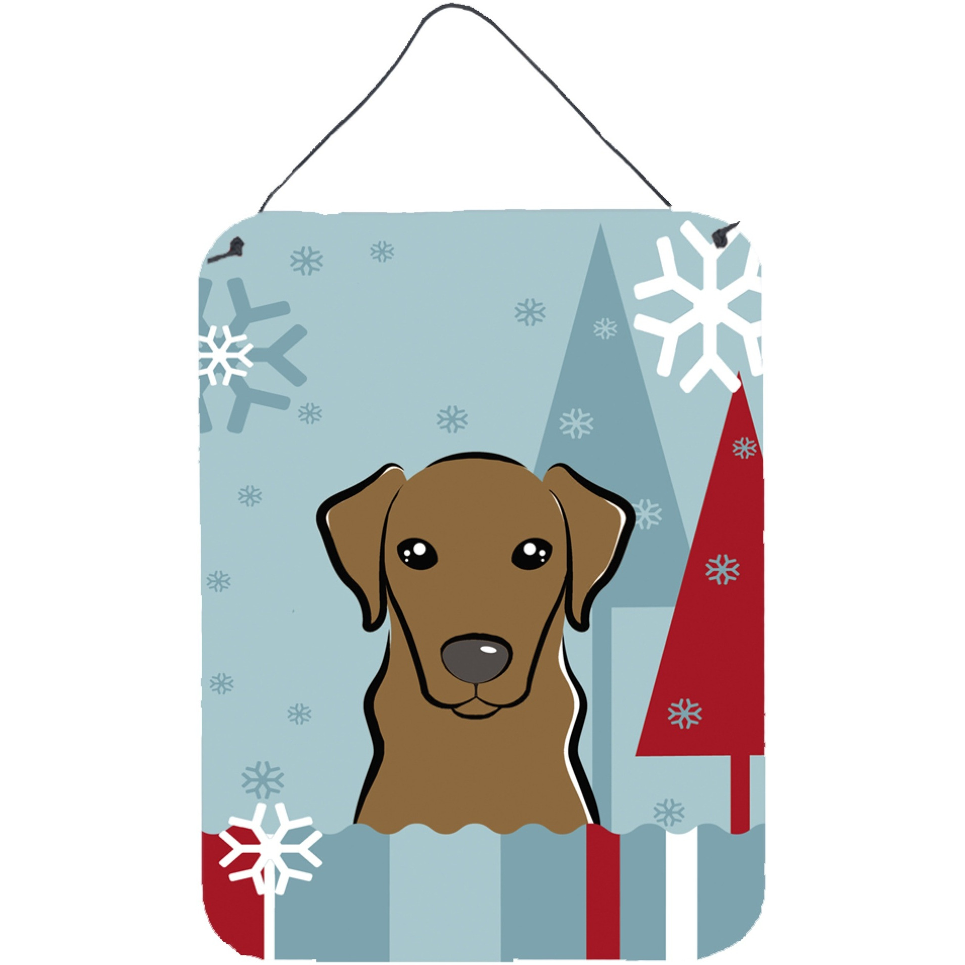 &quotCaroline's Treasures Winter Holiday Chocolate Labrador Wall or Door Hanging Prints BB1730DS1216, 16HX12W, Multicolor"