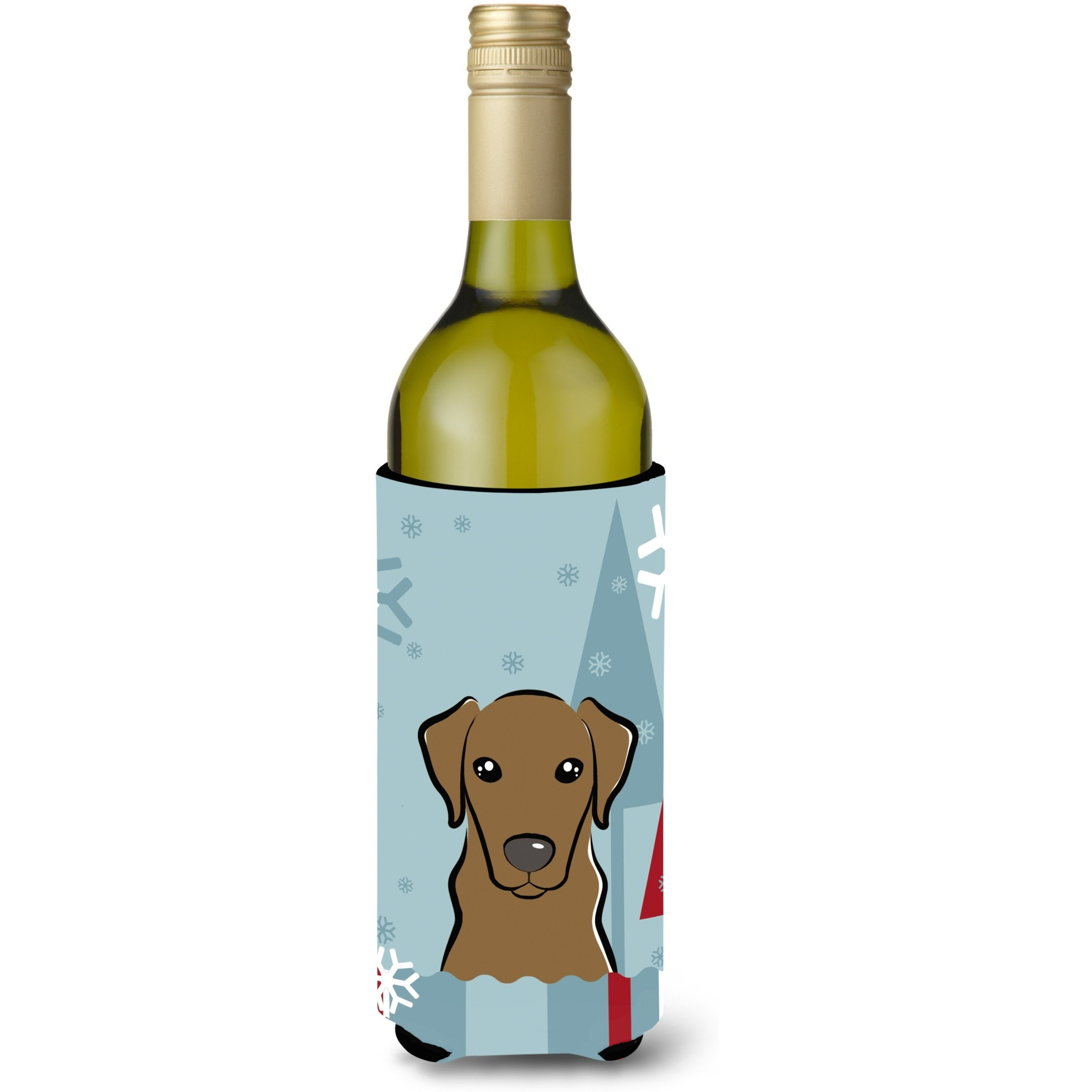 &quotCaroline's Treasures Winter Holiday Chocolate Labrador Wine Bottle Koozie Hugger, 750 ml, Multicolor"