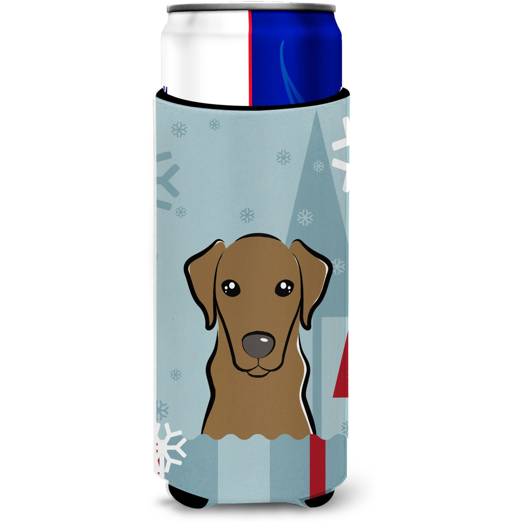 &quotCaroline's Treasures Winter Holiday Chocolate Labrador Michelob Ultra Koozies for Slim Cans, Multicolor"