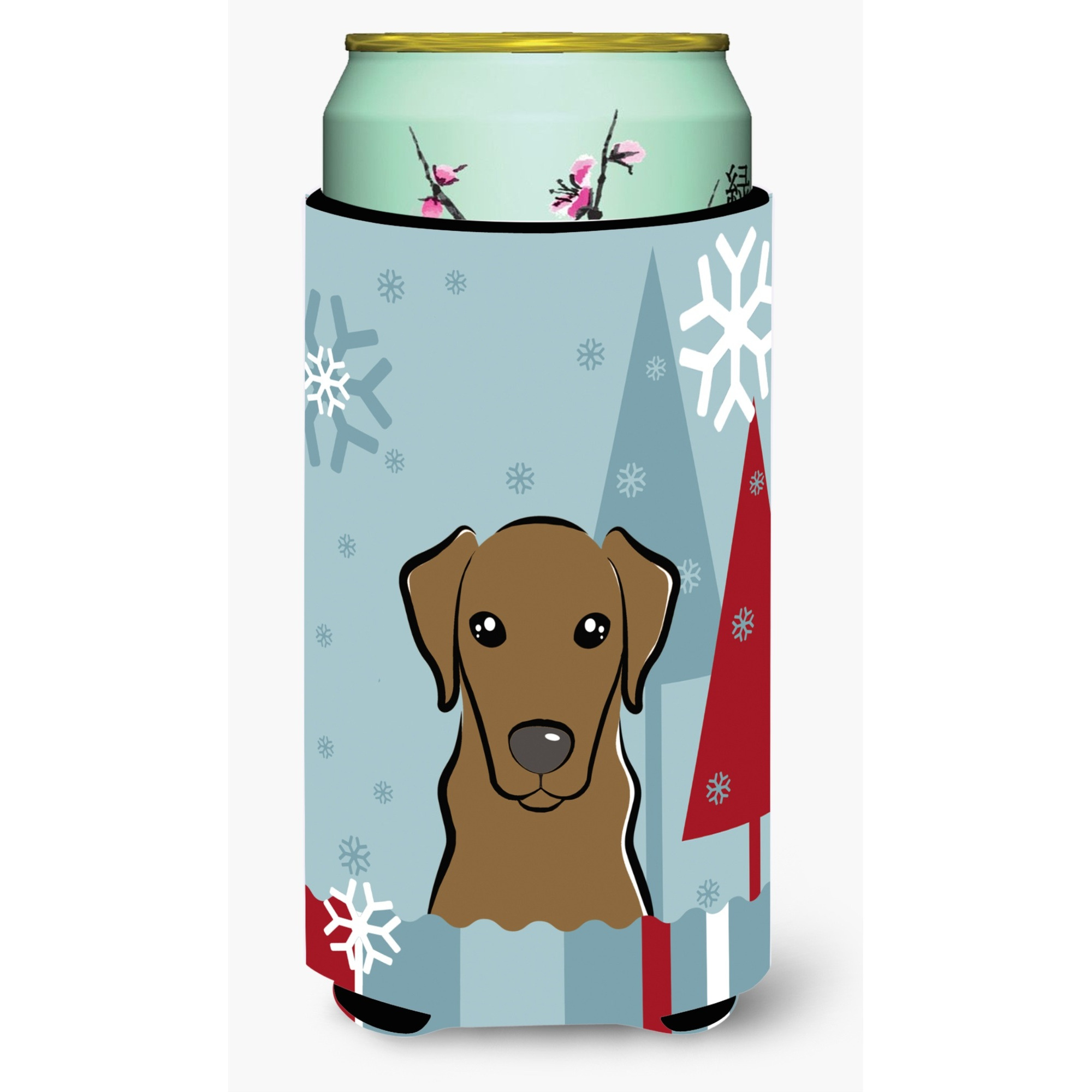 &quotCaroline's Treasures Winter Holiday Chocolate Labrador Tall Boy Koozie Hugger, Multicolor"