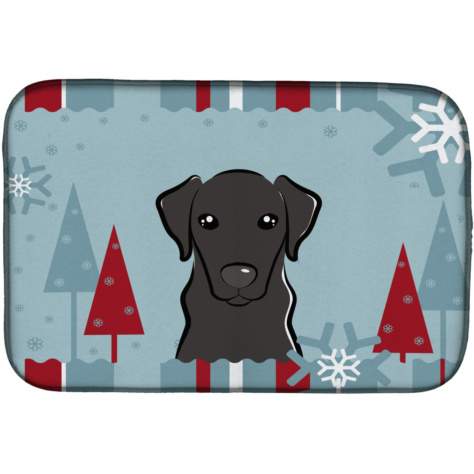 Winter Holiday Black Labrador Dish Drying Mat BB1731DDM
