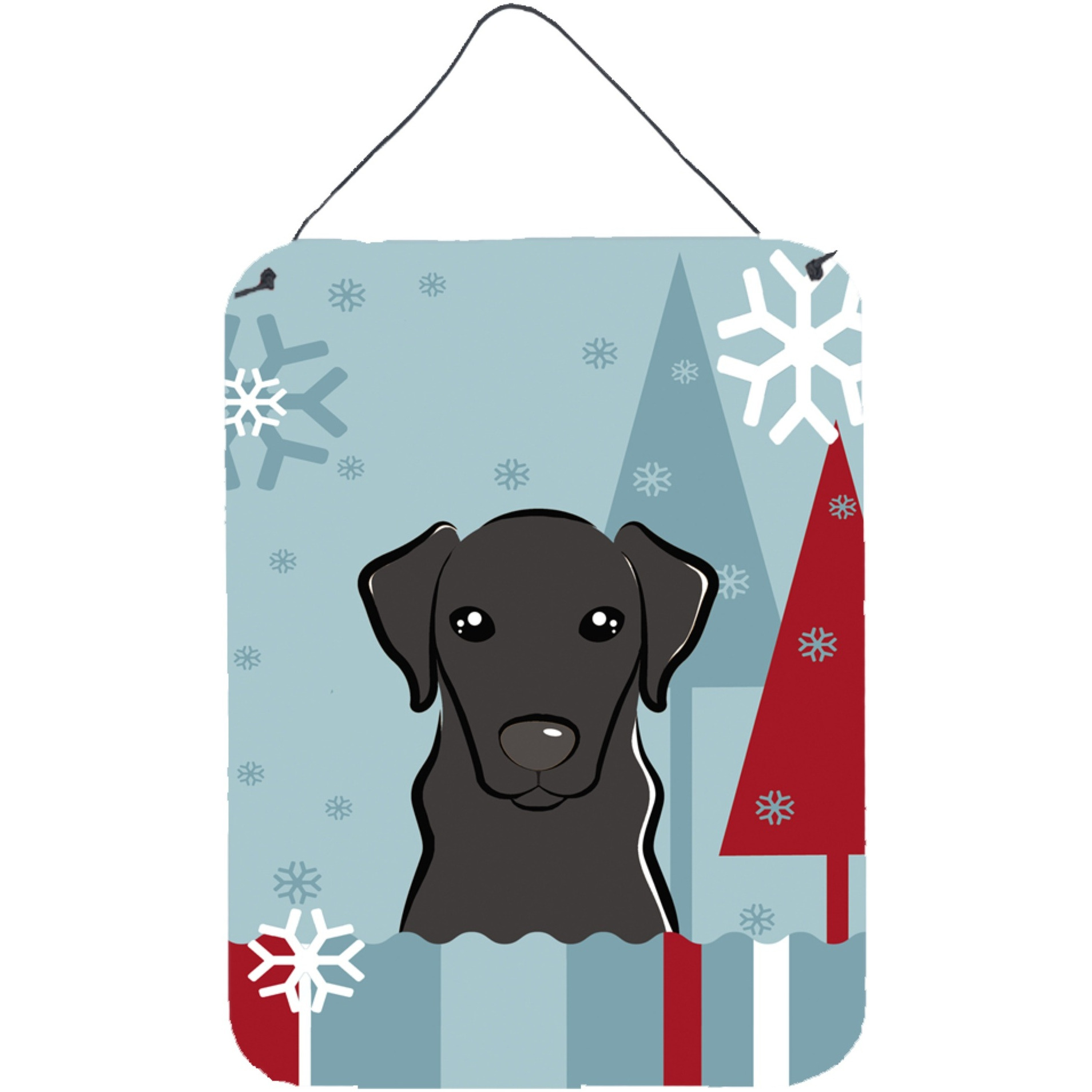 &quotCaroline's Treasures Winter Holiday Black Labrador Wall or Door Hanging Prints BB1731DS1216, 16HX12W, Multicolor"