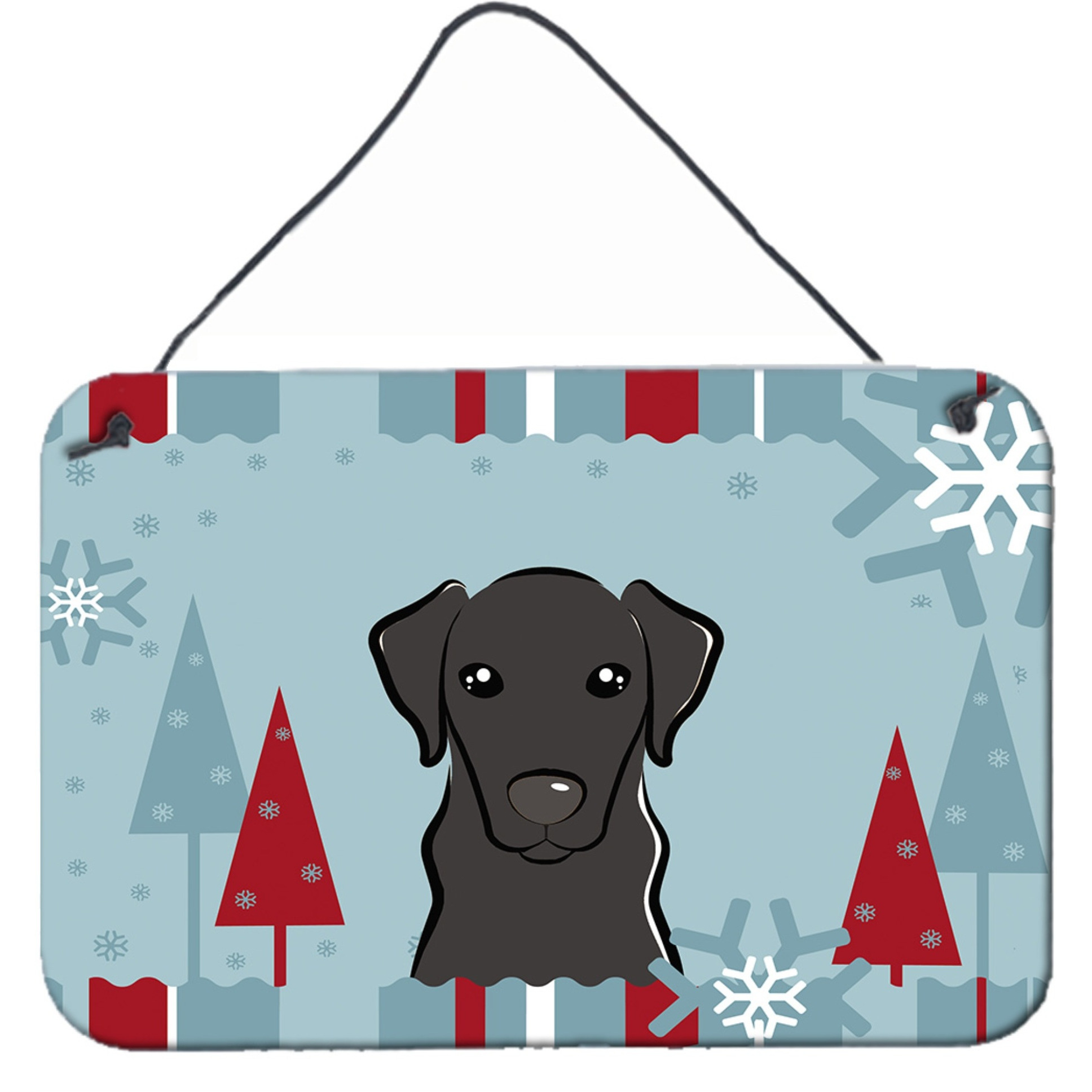 &quotCaroline's Treasures Winter Holiday Black Labrador Wall or Door Hanging Prints BB1731DS812, 8HX12W, Multicolor"