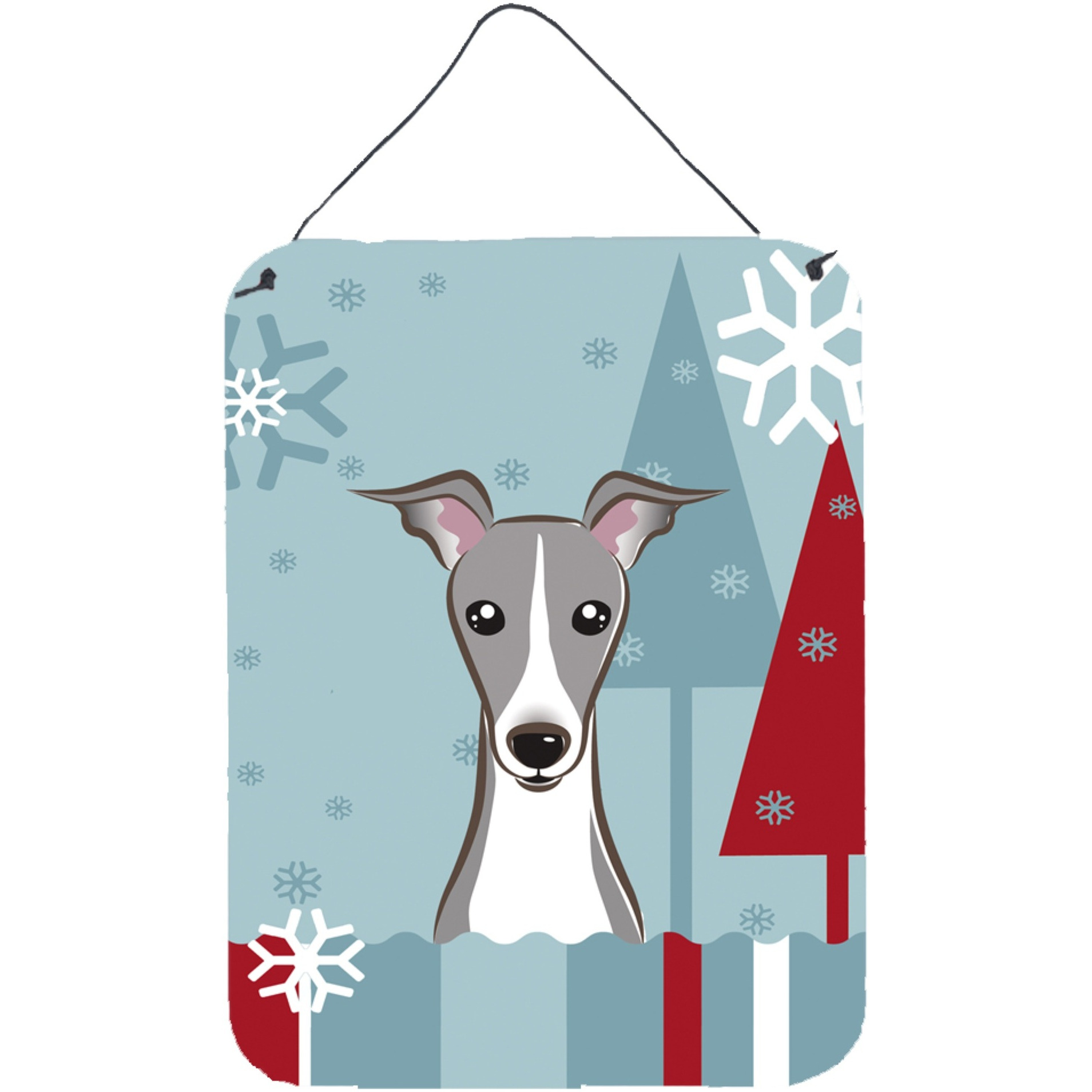 &quotCaroline's Treasures Winter Holiday Italian Greyhound Wall or Door Hanging Prints BB1732DS1216, 16HX12W, Multicolor"