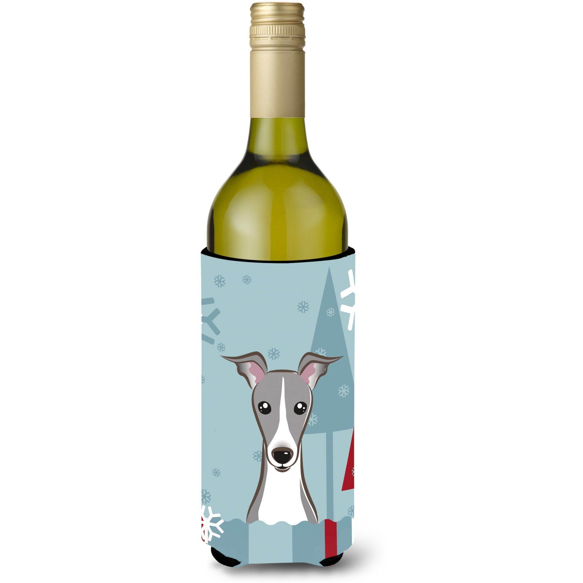 &quotCaroline's Treasures Winter Holiday Italian Greyhound Wine Bottle Koozie Hugger, 750 ml, Multicolor"
