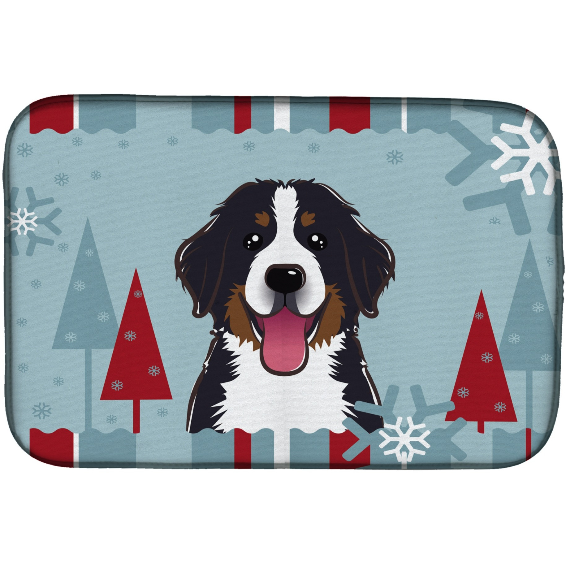 &quotCaroline's Treasures Winter Holiday Bernese Mountain Dog Dish Drying Mat, 14"" x 21"""
