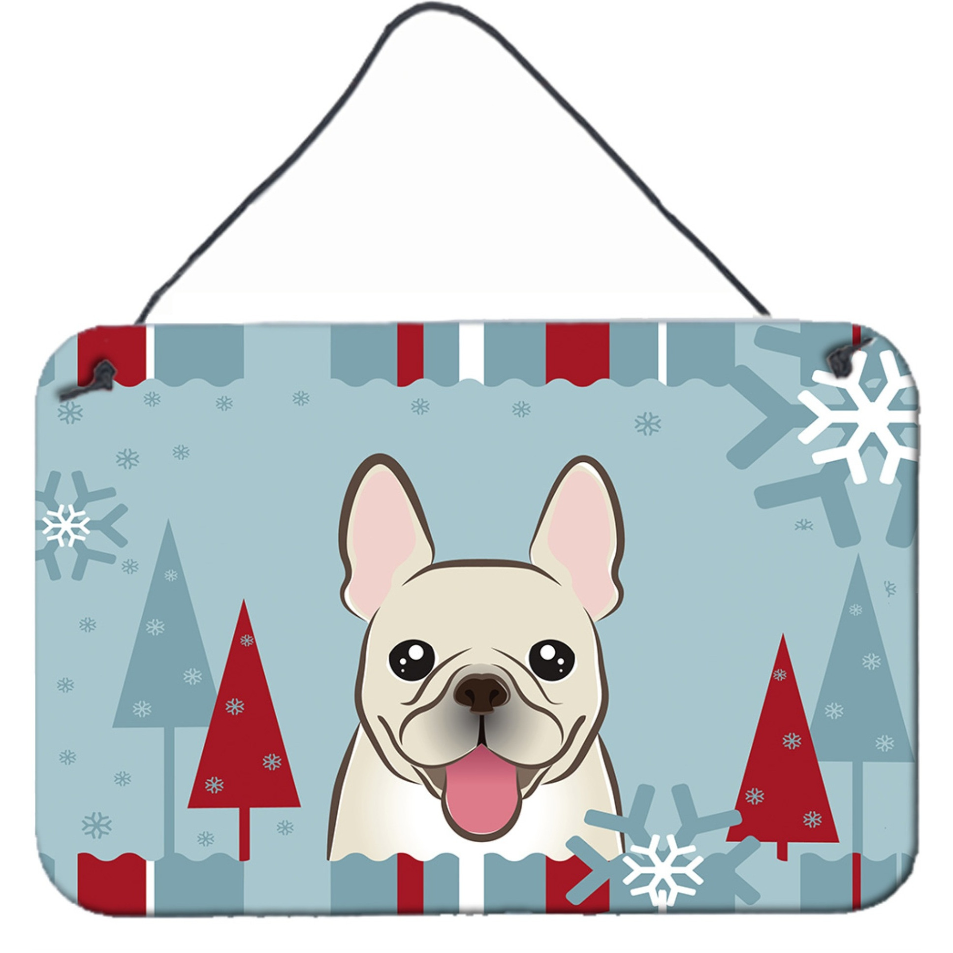 &quotCaroline's Treasures Winter Holiday French Bulldog Wall or Door Hanging Prints BB1734DS812, 8HX12W"