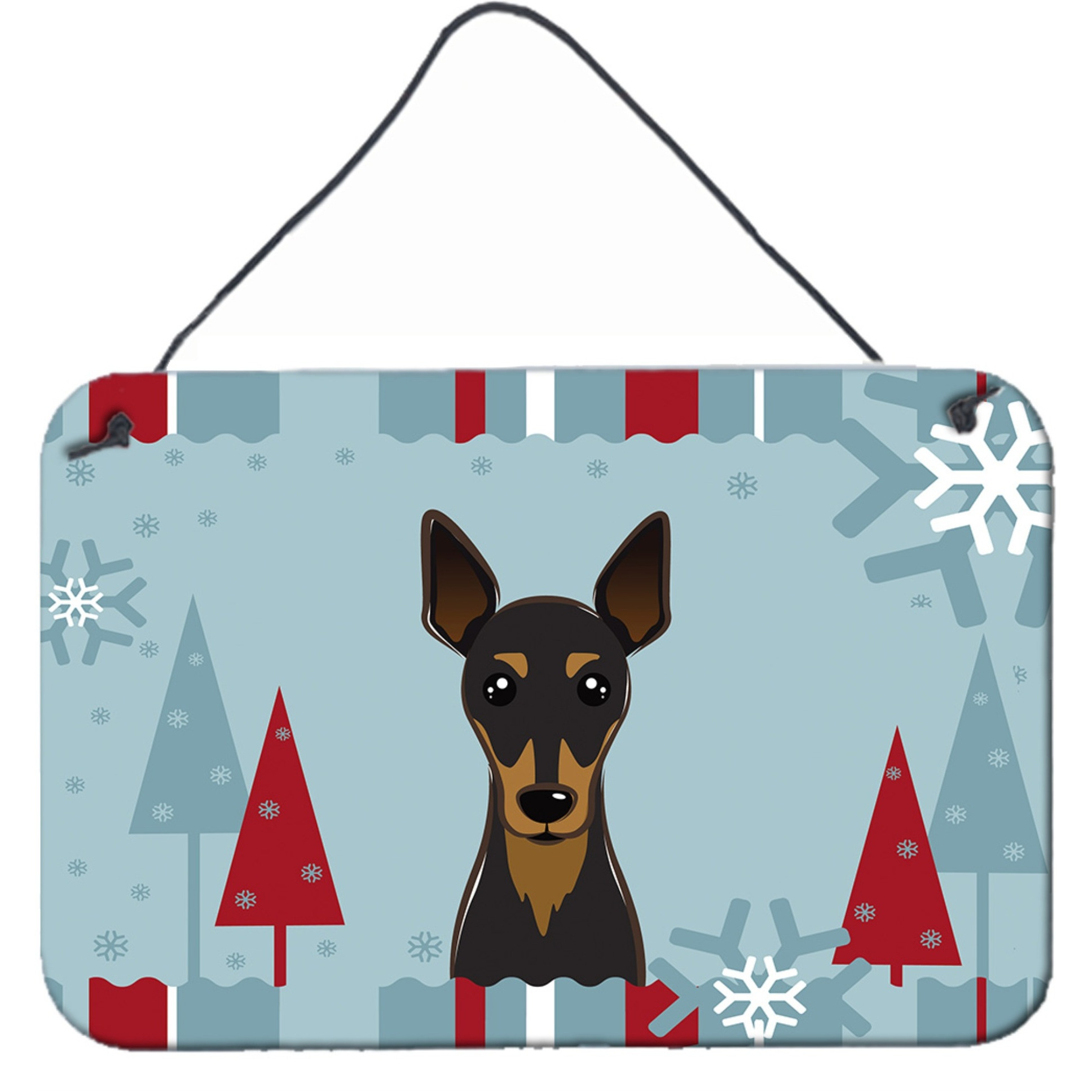 &quotCaroline's Treasures Winter Holiday Min Pin Wall or Door Hanging Prints BB1736DS812, 8HX12W"