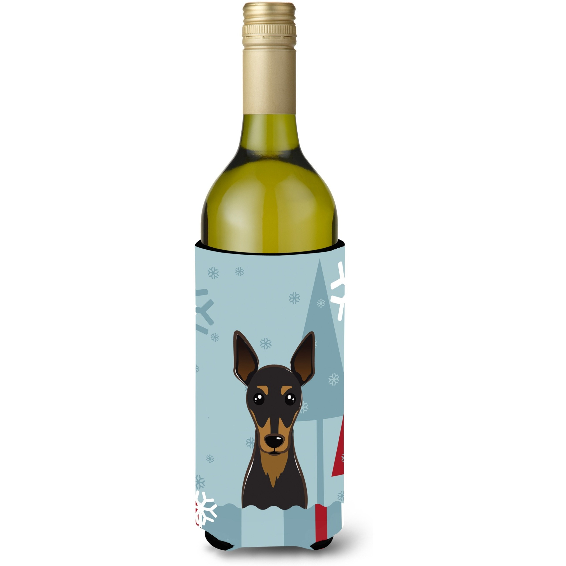 &quotCaroline's Treasures Winter Holiday Min Pin Wine Bottle Koozie Hugger, 750 ml, Multicolor"
