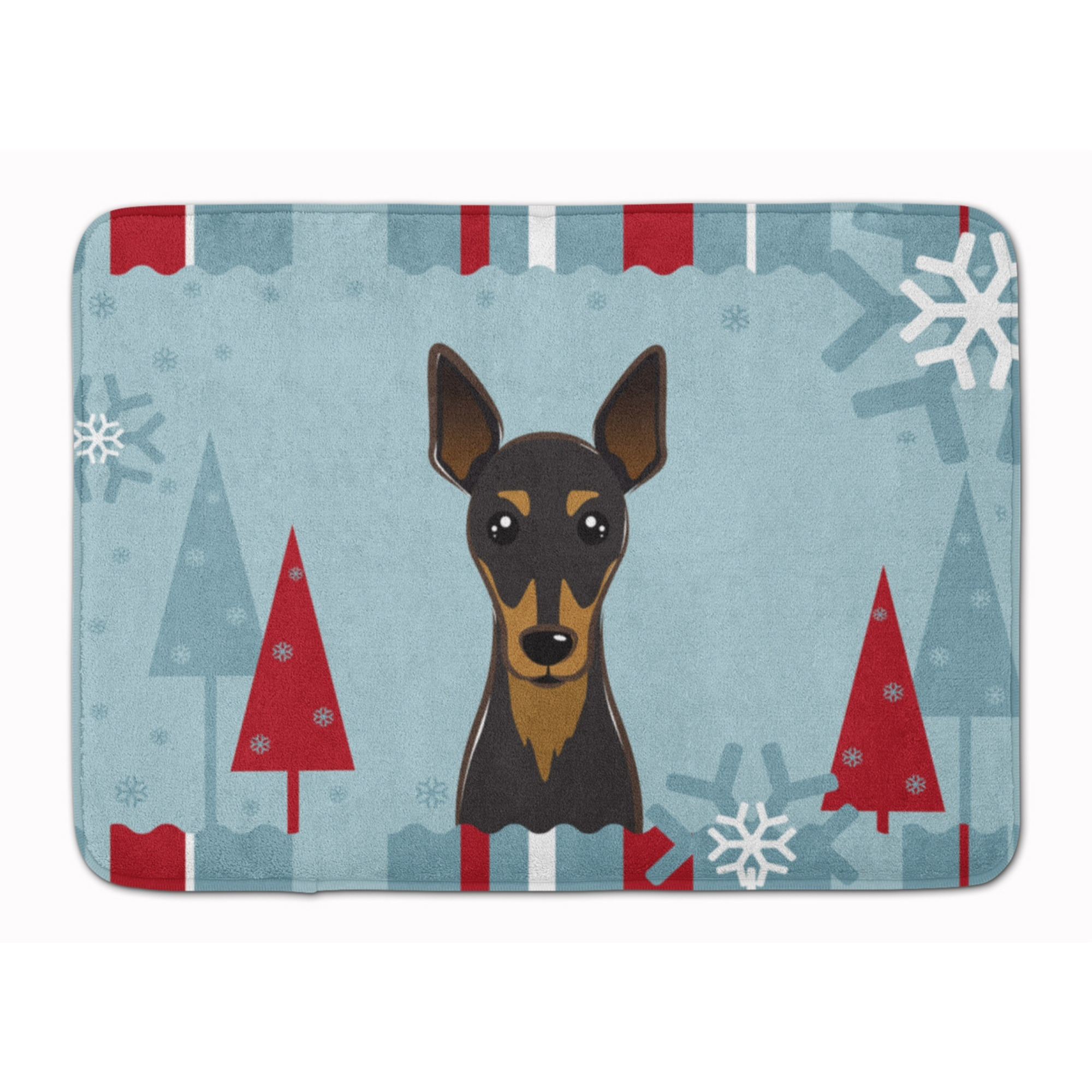 &quotCaroline's Treasures Winter Holiday Min Pin Floor Mat, 19"" x 27"", Multicolor"
