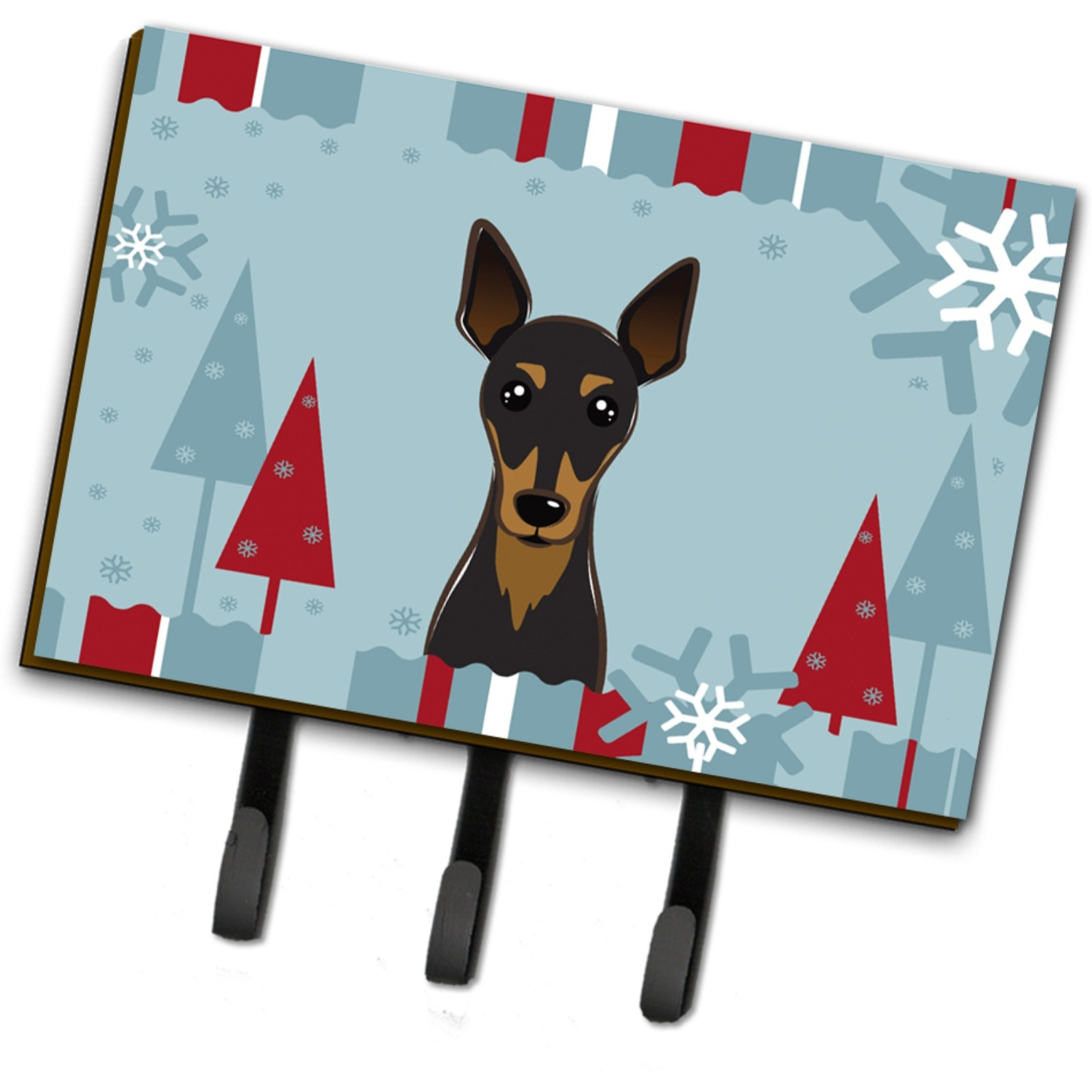 &quotCaroline's Treasures BB1736TH68 Winter Holiday Min Pin Leash or Key Holder, Large, Multicolor"