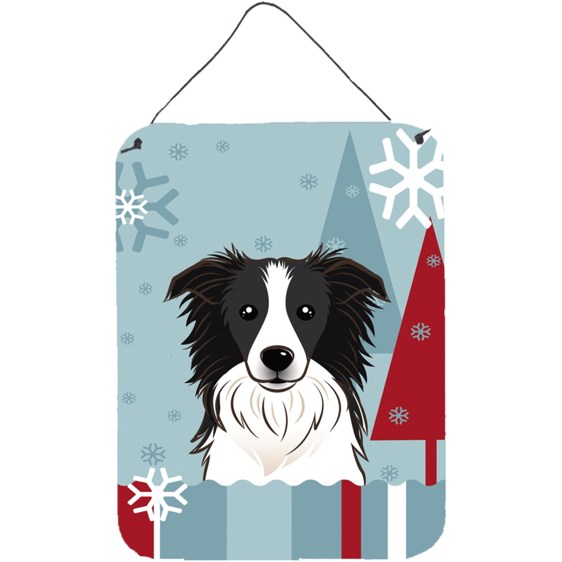 &quotCaroline's Treasures Winter Holiday Border Collie Wall or Door Hanging Prints BB1737DS1216, 16HX12W, Multicolor"