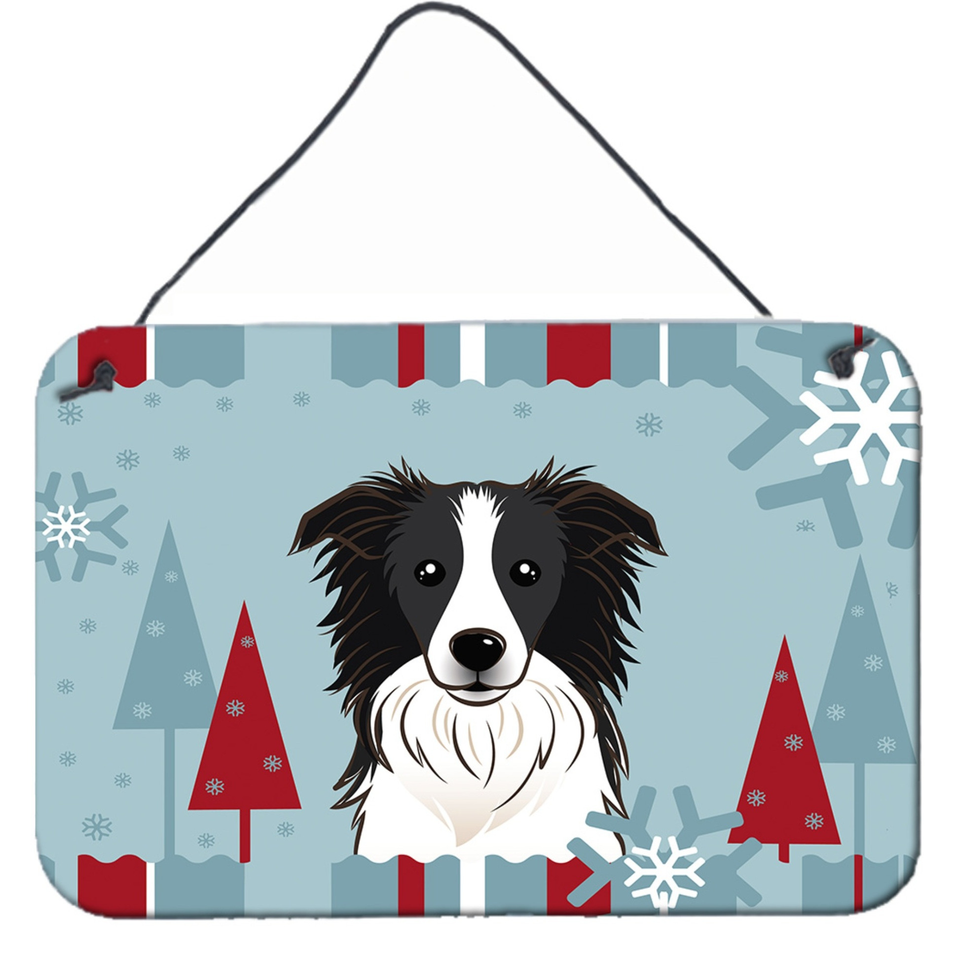 &quotCaroline's Treasures Winter Holiday Border Collie Wall or Door Hanging Prints BB1737DS812, 8HX12W, Multicolor"