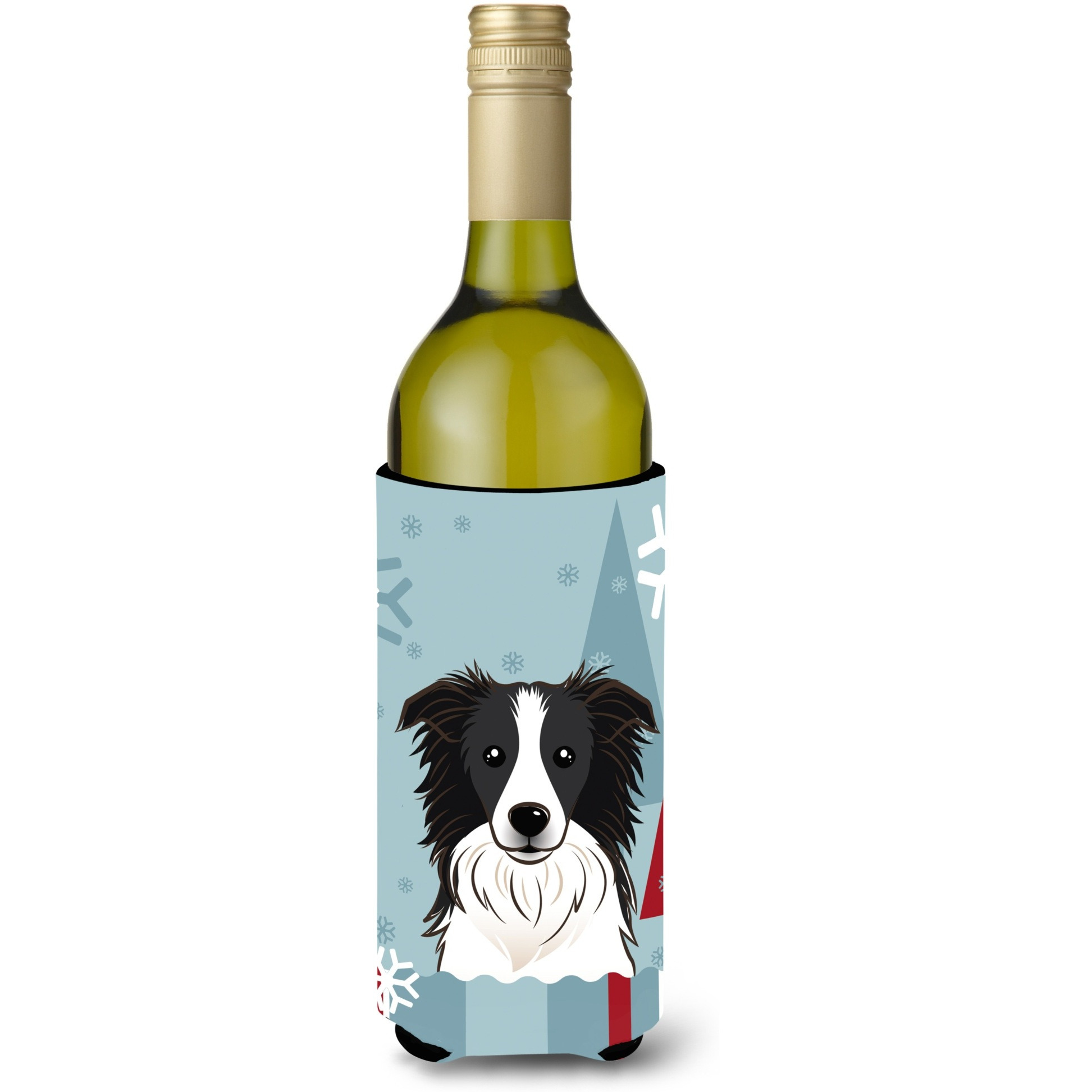 &quotCaroline's Treasures Winter Holiday Border Collie Wine Bottle Koozie Hugger, 750 ml, Multicolor"