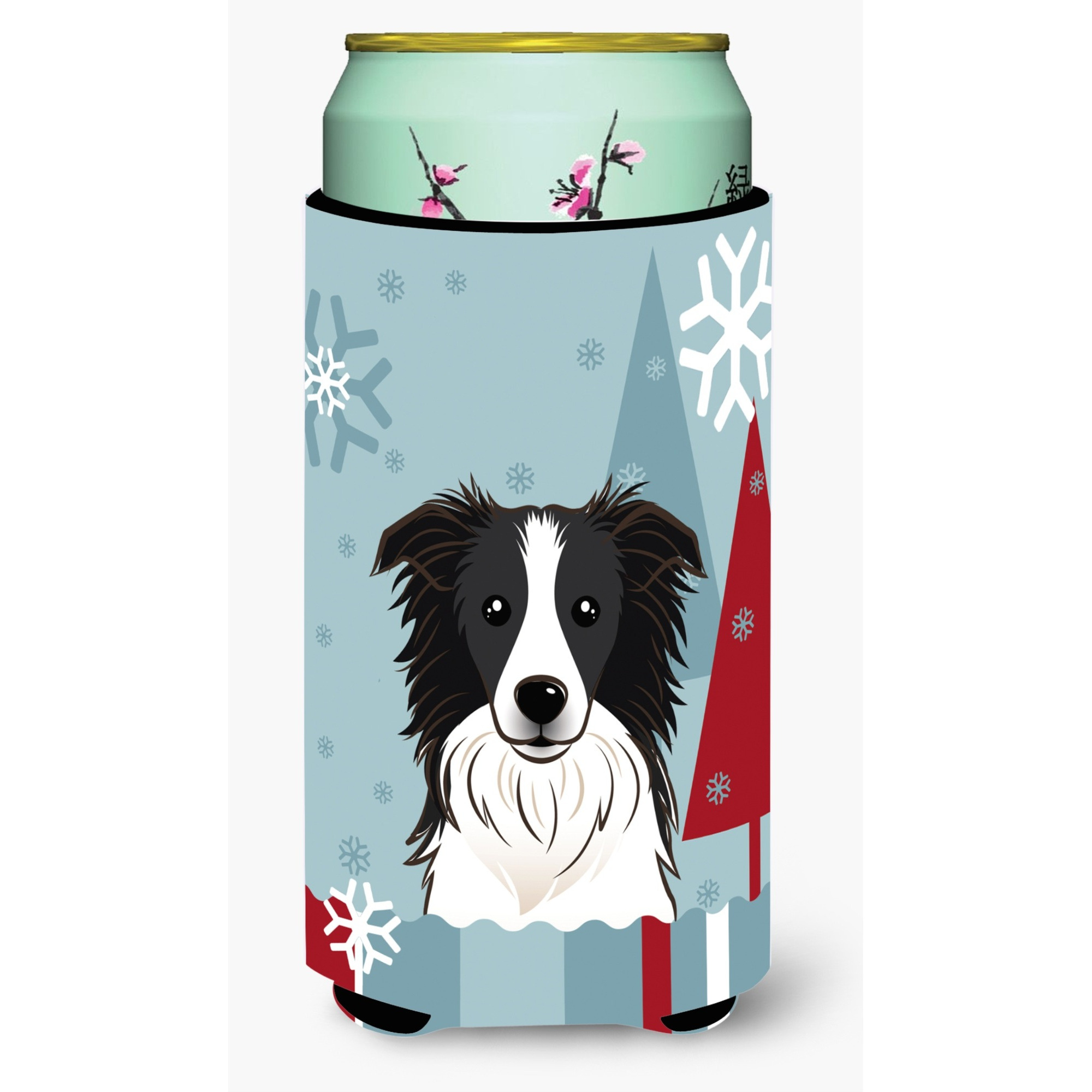 &quotCaroline's Treasures Winter Holiday Border Collie Tall Boy Koozie Hugger, Multicolor"