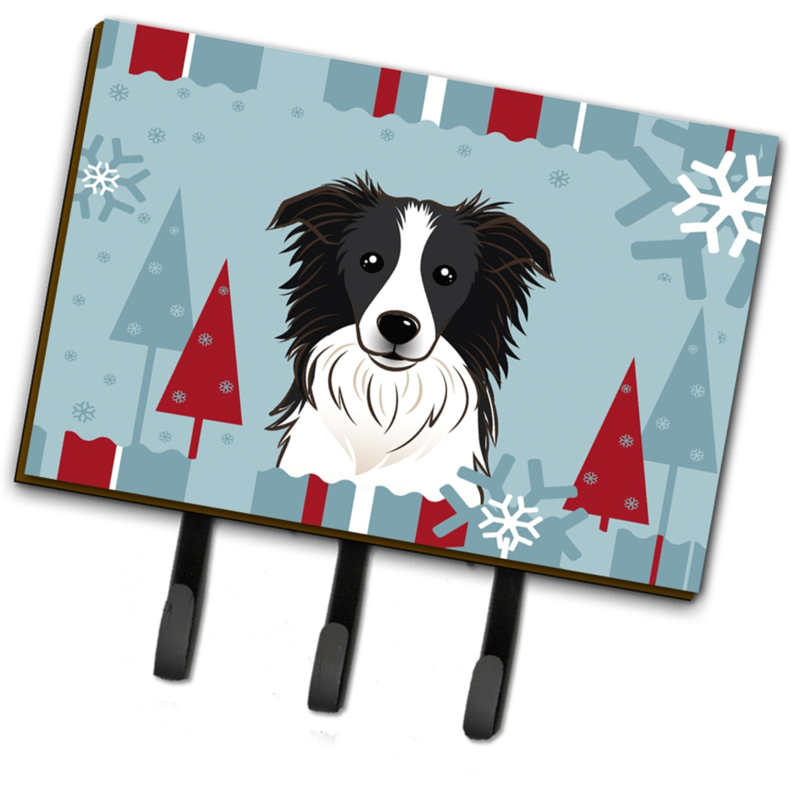 &quotCaroline's Treasures BB1737TH68 Winter Holiday border Collie Leash or Key Holder, Large, Multicolor"