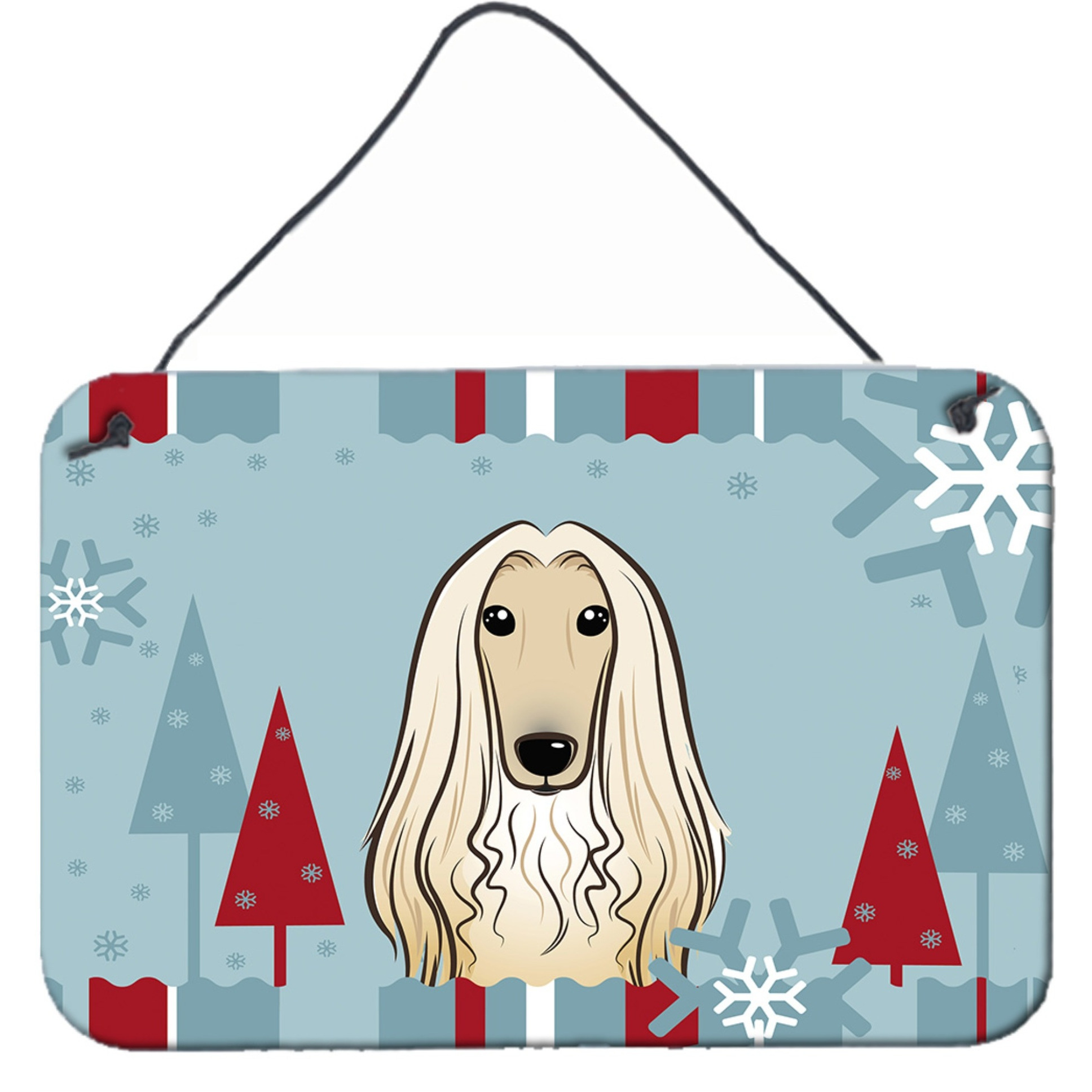 &quotCaroline's Treasures Winter Holiday Afghan Hound Wall or Door Hanging Prints BB1740DS812, 8HX12W, Multicolor"