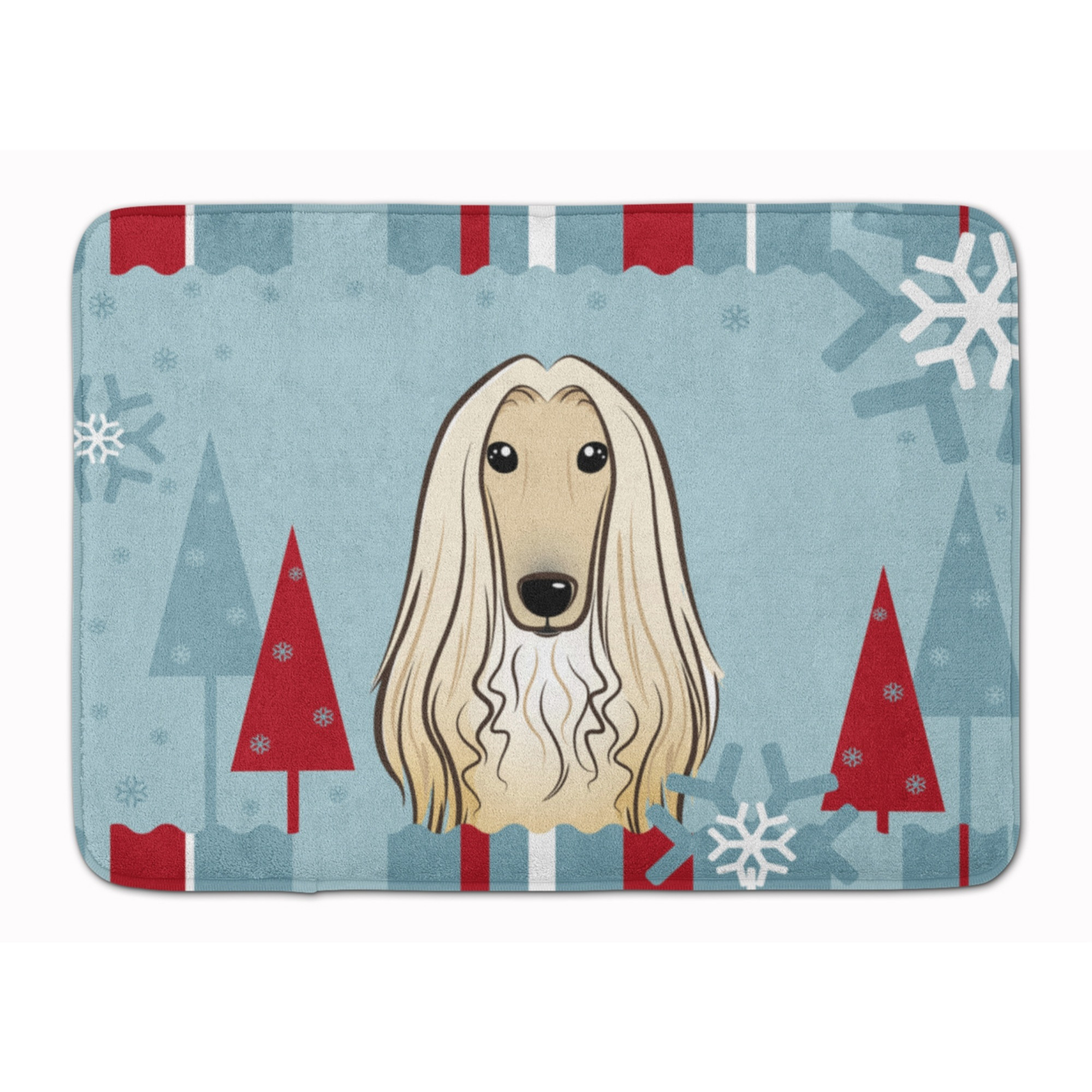 &quotCaroline's Treasures Winter Holiday Afghan Hound Floor Mat, 19"" x 27"", Multicolor"