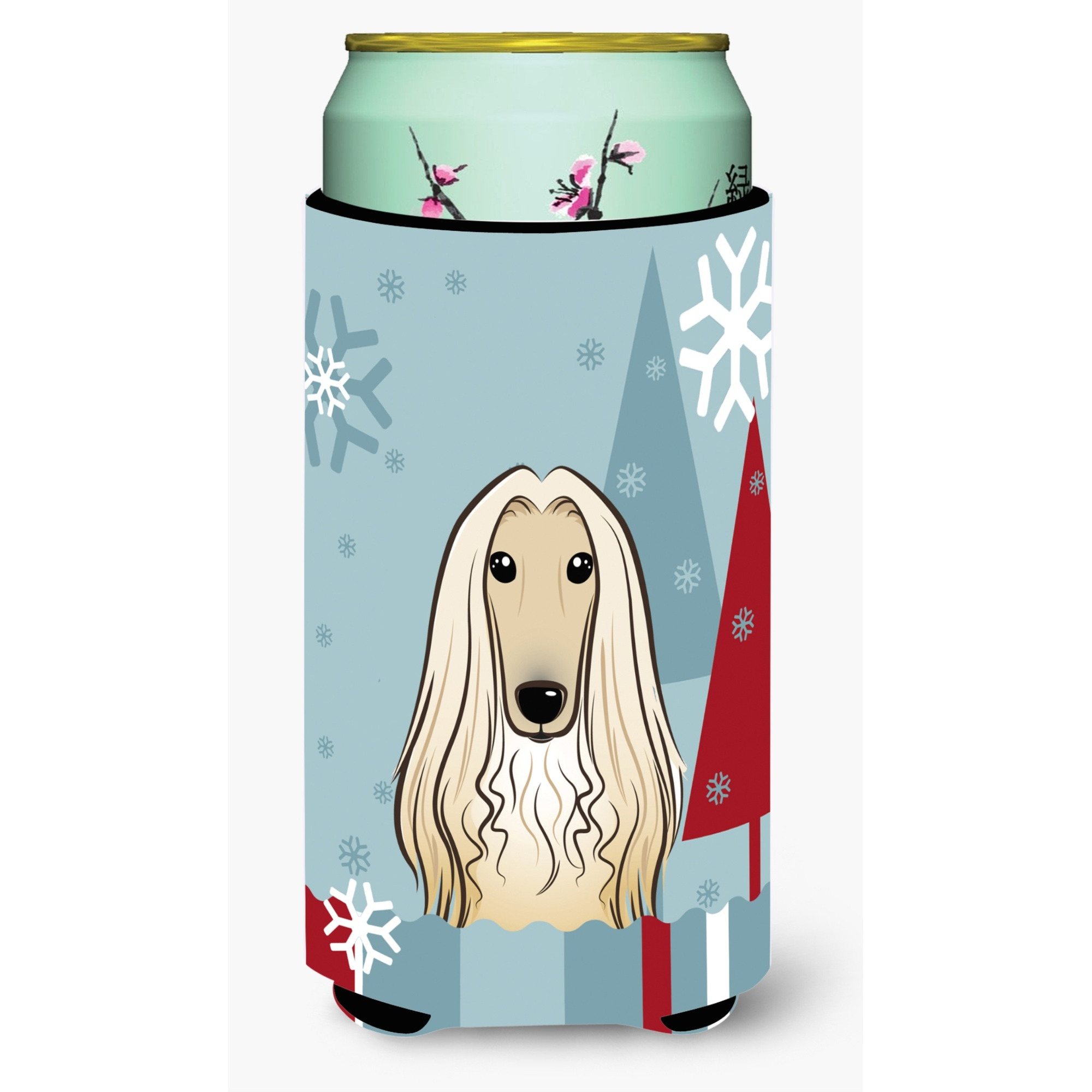 &quotCaroline's Treasures Winter Holiday Afghan Hound Tall Boy Koozie Hugger, Multicolor"