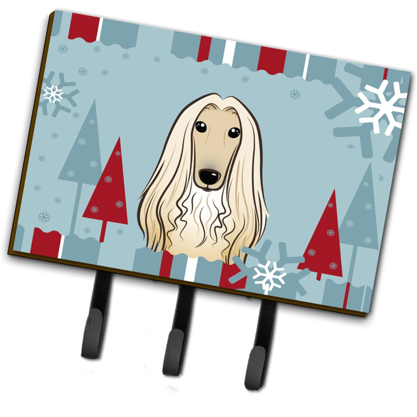 &quotCaroline's Treasures BB1740TH68 Winter Holiday Afghan Hound Leash or Key Holder, Large, Multicolor"