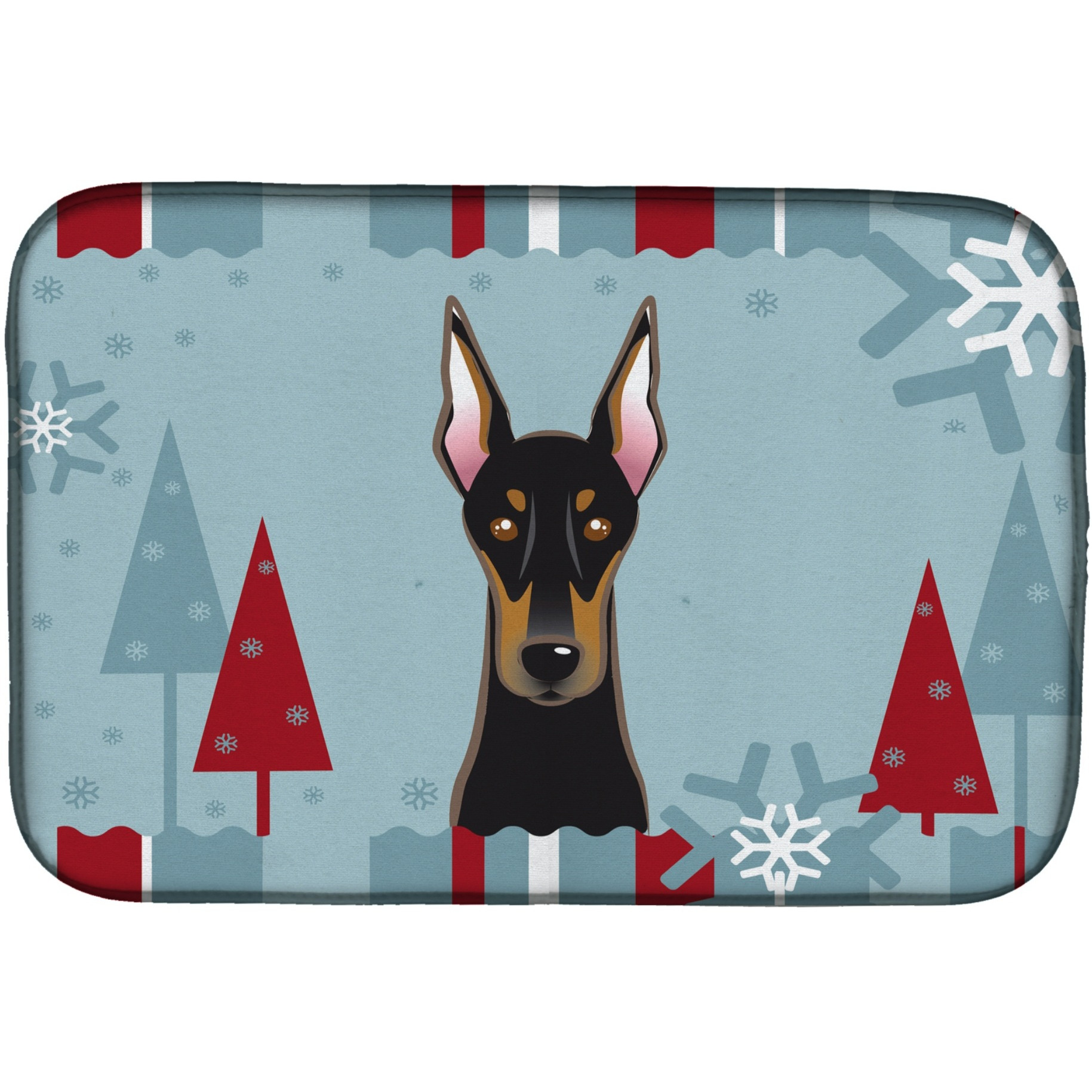 &quotCaroline's Treasures Winter Holiday Doberman Dish Drying Mat, 14 X 21"