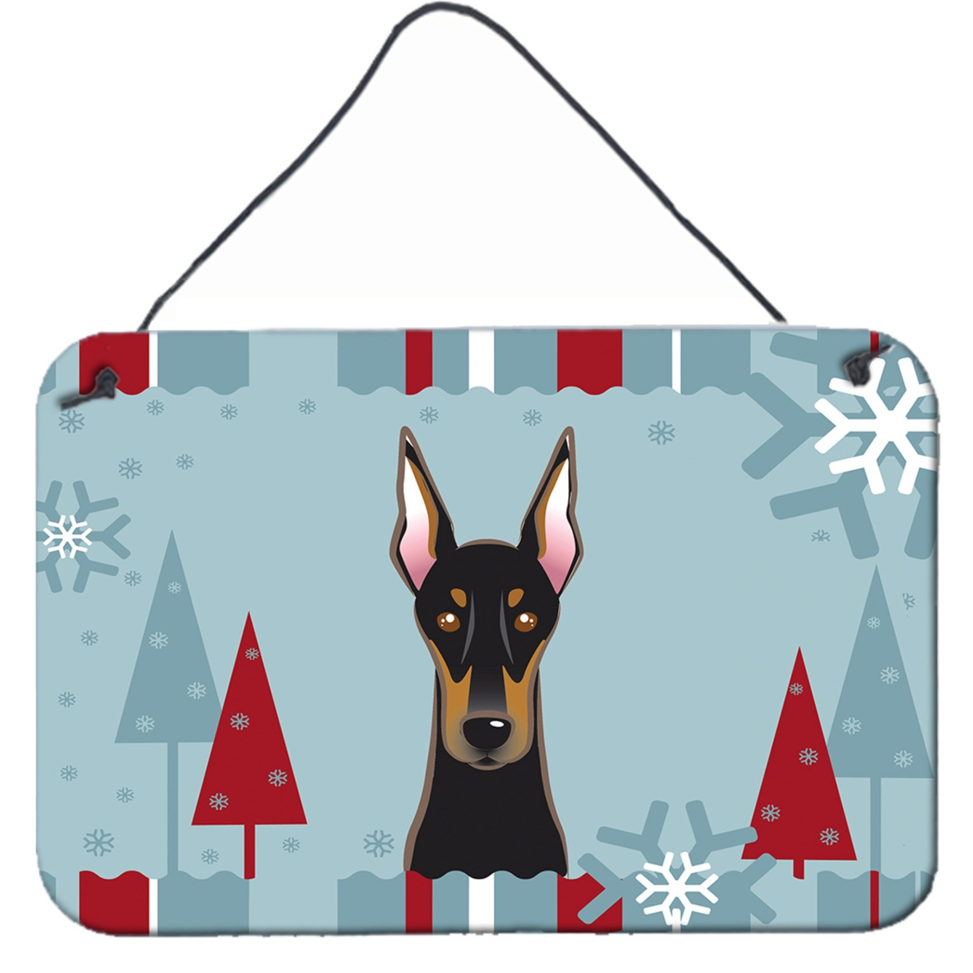 &quotCaroline's Treasures Winter Holiday Doberman Wall or Door Hanging Prints BB1741DS812, 8HX12W"