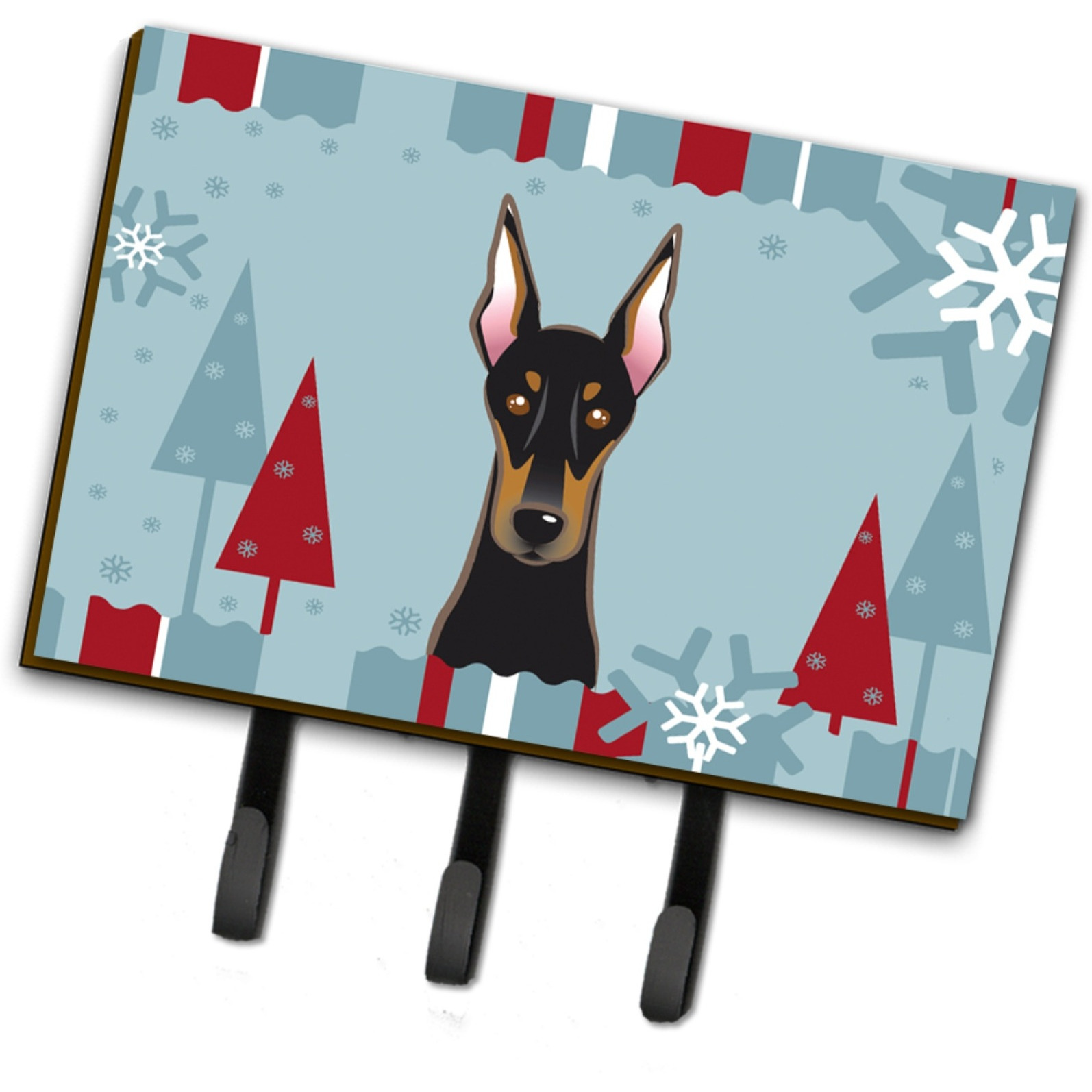 &quotCaroline's Treasures BB1741TH68 Winter Holiday Doberman Leash or Key Holder, Large, Multicolor"