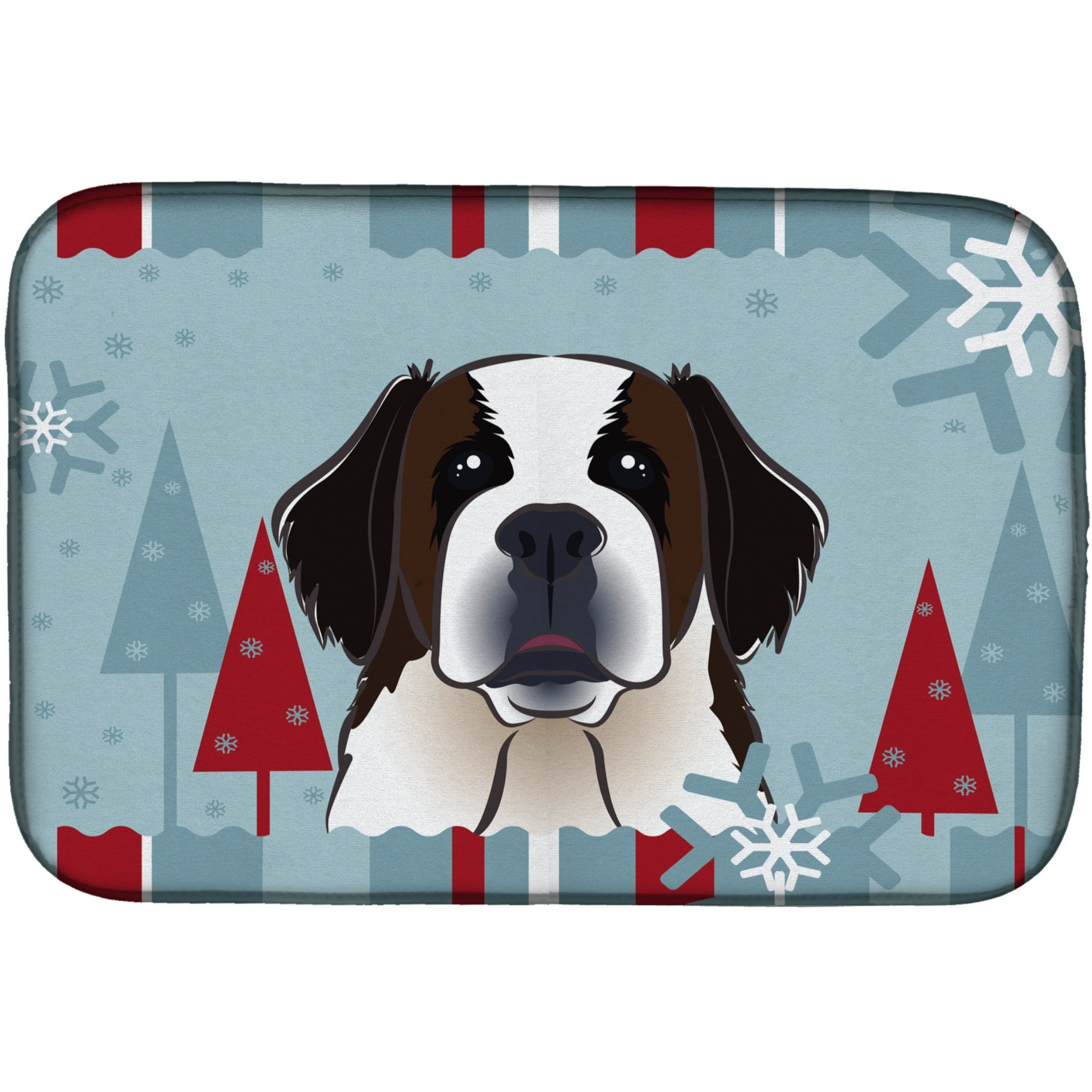 &quotCaroline's Treasures Winter Holiday Saint Bernard Dish Drying Mat, 14"" x 21"""