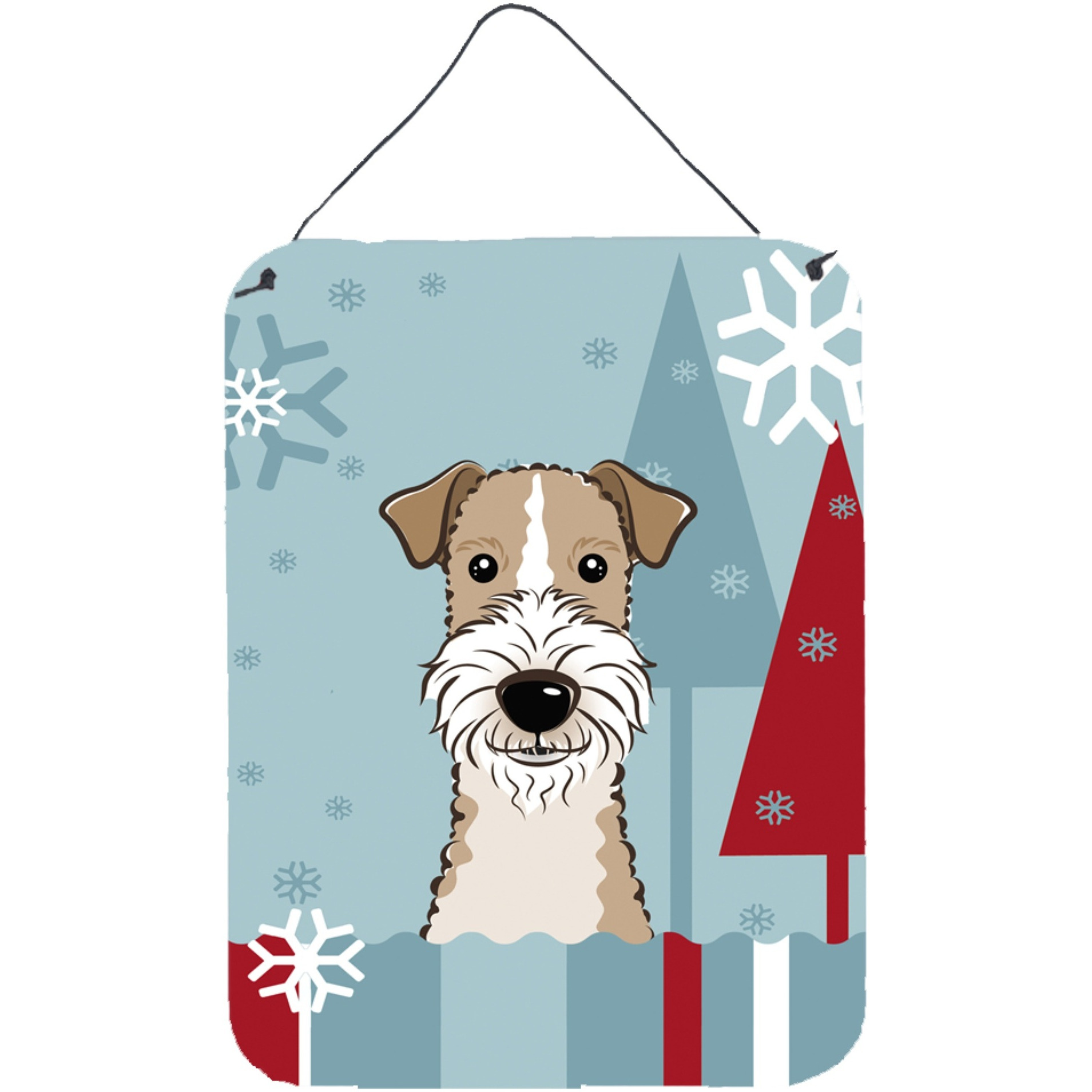 &quotCaroline's Treasures Winter Holiday Wire Haired Fox Terrier Wall or Door Hanging Prints BB1743DS1216, 16HX12W, Multicolor"