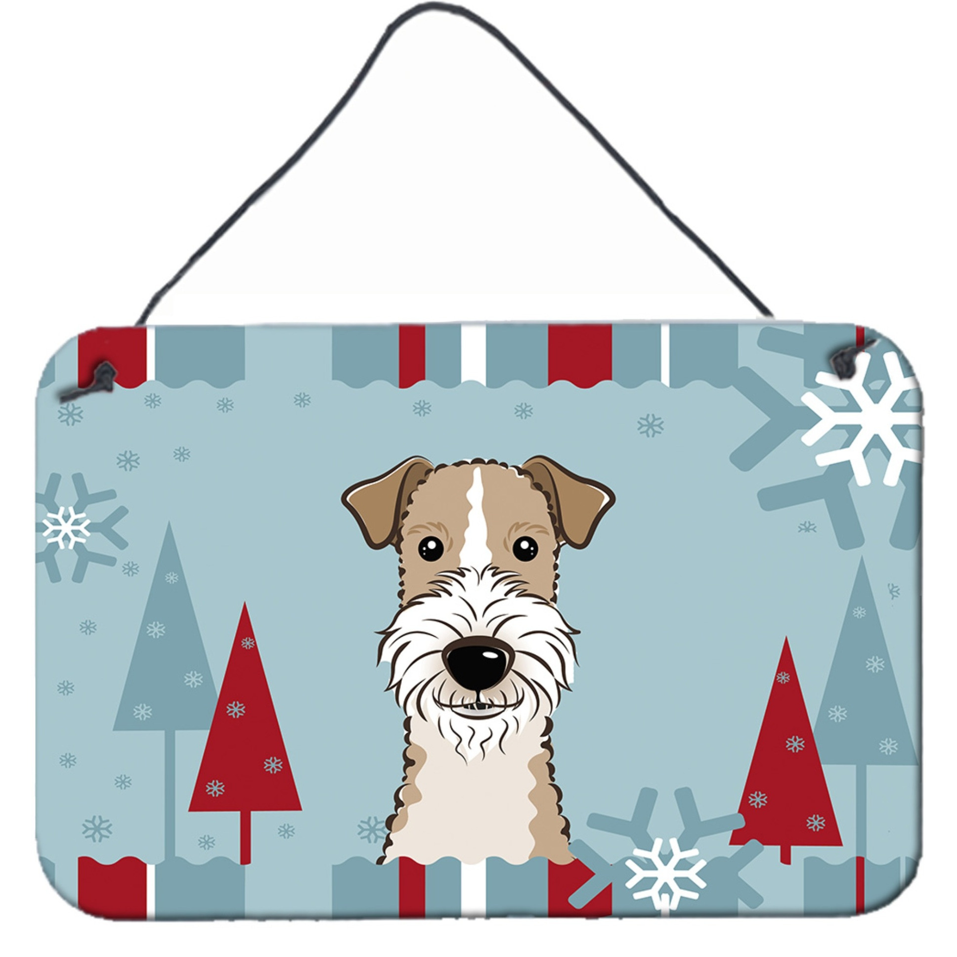 &quotCaroline's Treasures Winter Holiday Wire Haired Fox Terrier Wall or Door Hanging Prints BB1743DS812, 8HX12W"
