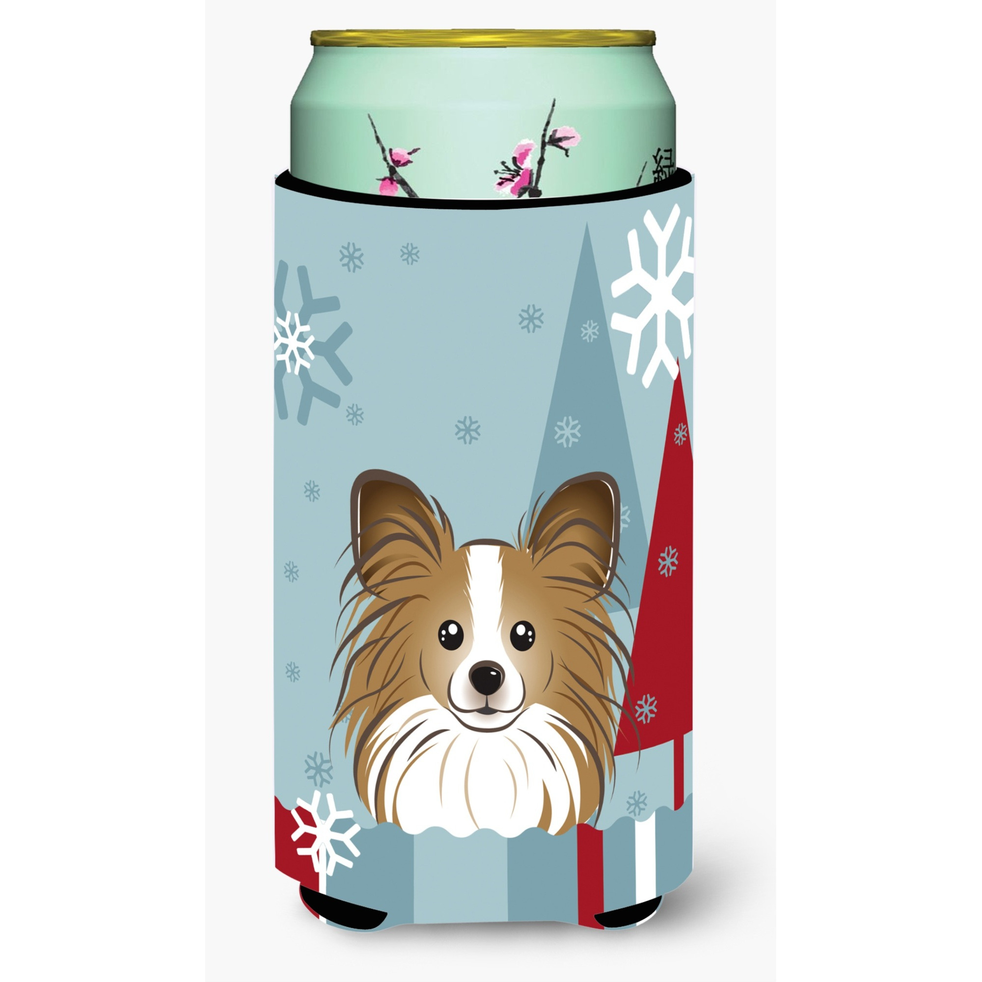 &quotCaroline's Treasures Winter Holiday Papillon Tall Boy Koozie Hugger, Multicolor"
