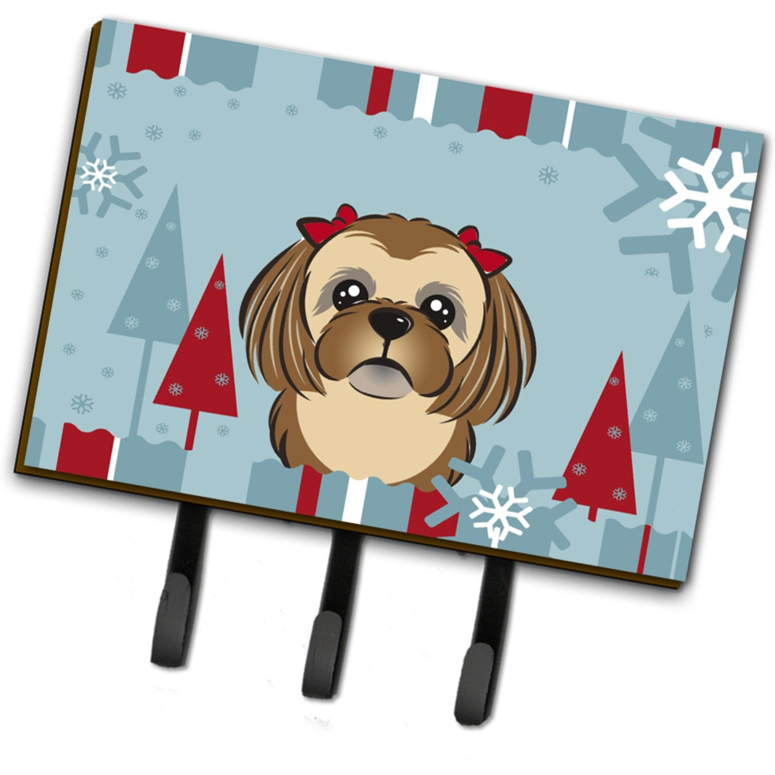 &quotCaroline's Treasures BB1745TH68 Winter Holiday Chocolate Brown Shih Tzu Leash or Key Holder, Large, Multicolor"