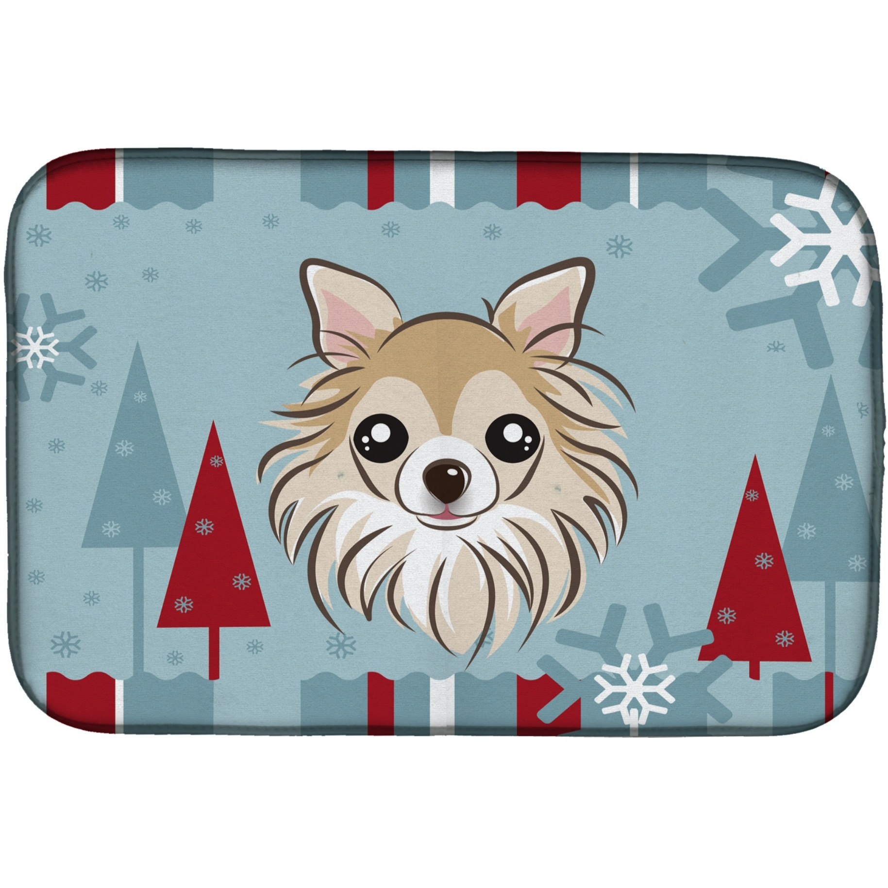 &quotCaroline's Treasures Winter Holiday Chihuahua Dish Drying Mat, 14"" x 21"""
