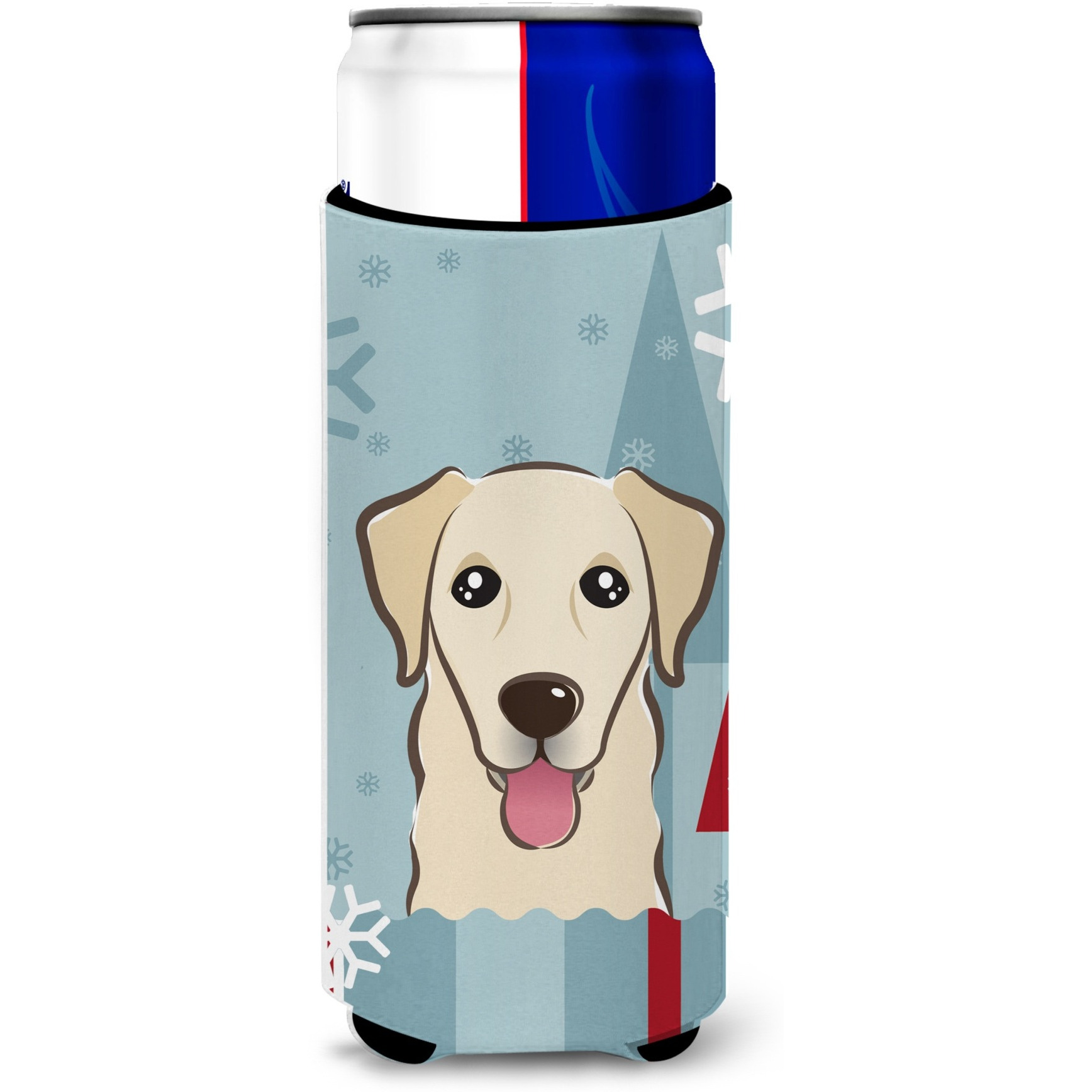 &quotCaroline's Treasures BB1748MUK Winter Holiday Golden Retriever Michelob Ultra Koozies for Slim Cans, Multicolor"