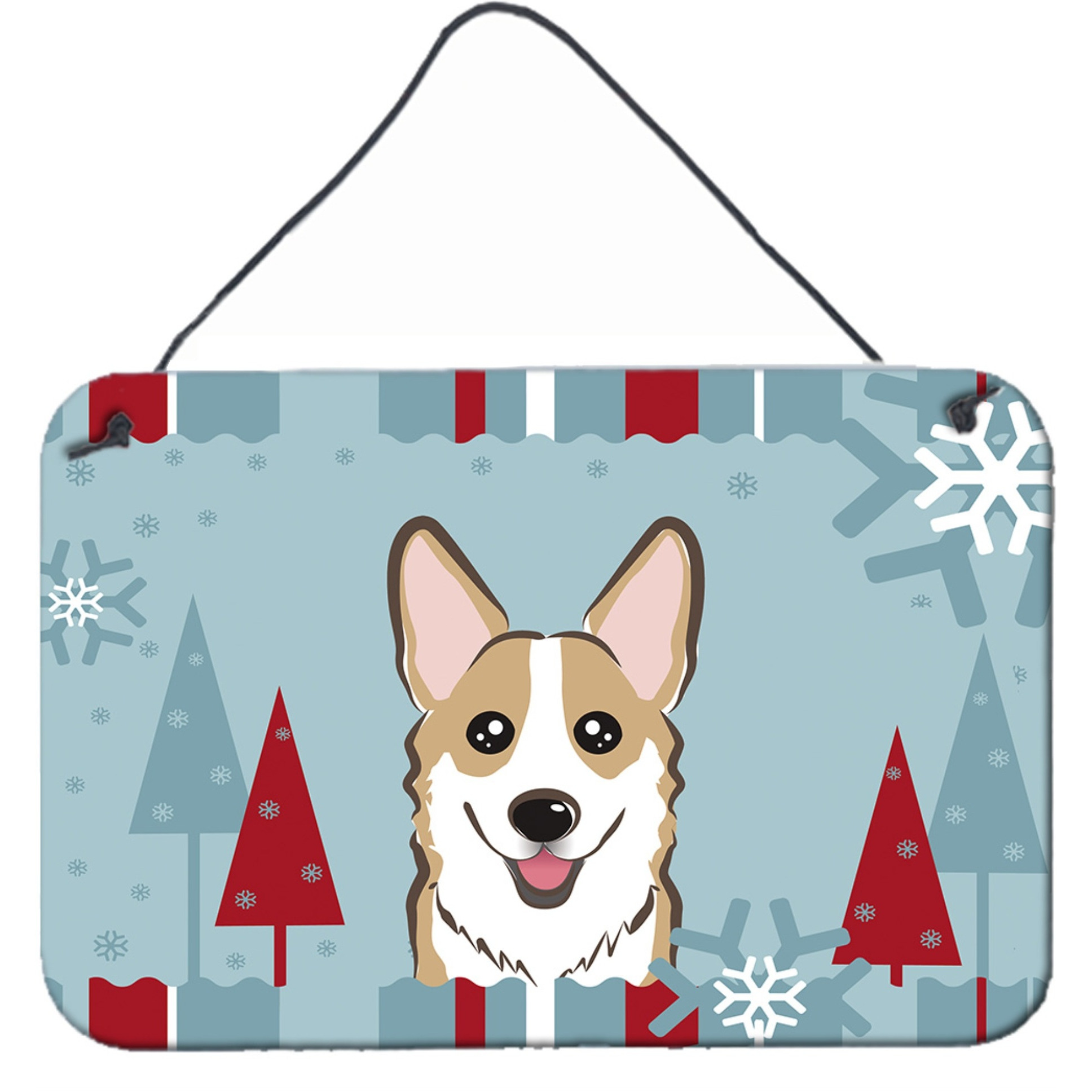 &quotCaroline's Treasures Winter Holiday Sable Corgi Wall or Door Hanging Prints BB1749DS812, 8HX12W"