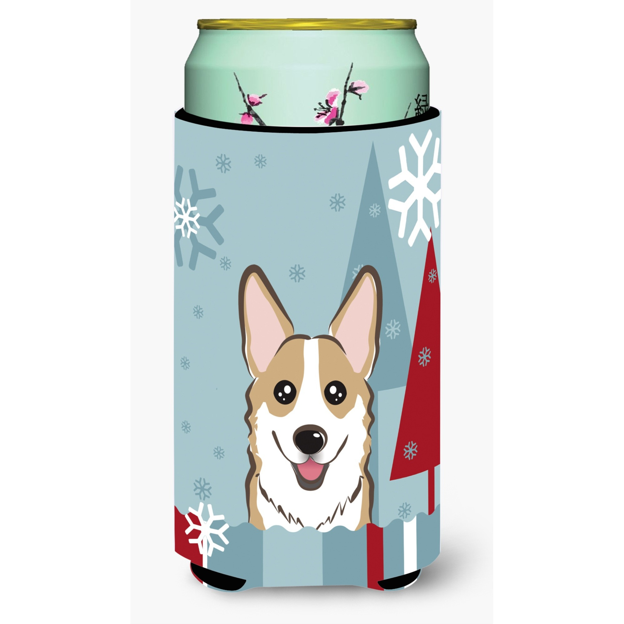 &quotCaroline's Treasures Winter Holiday Sable Corgi Tall Boy Koozie Hugger, Multicolor"