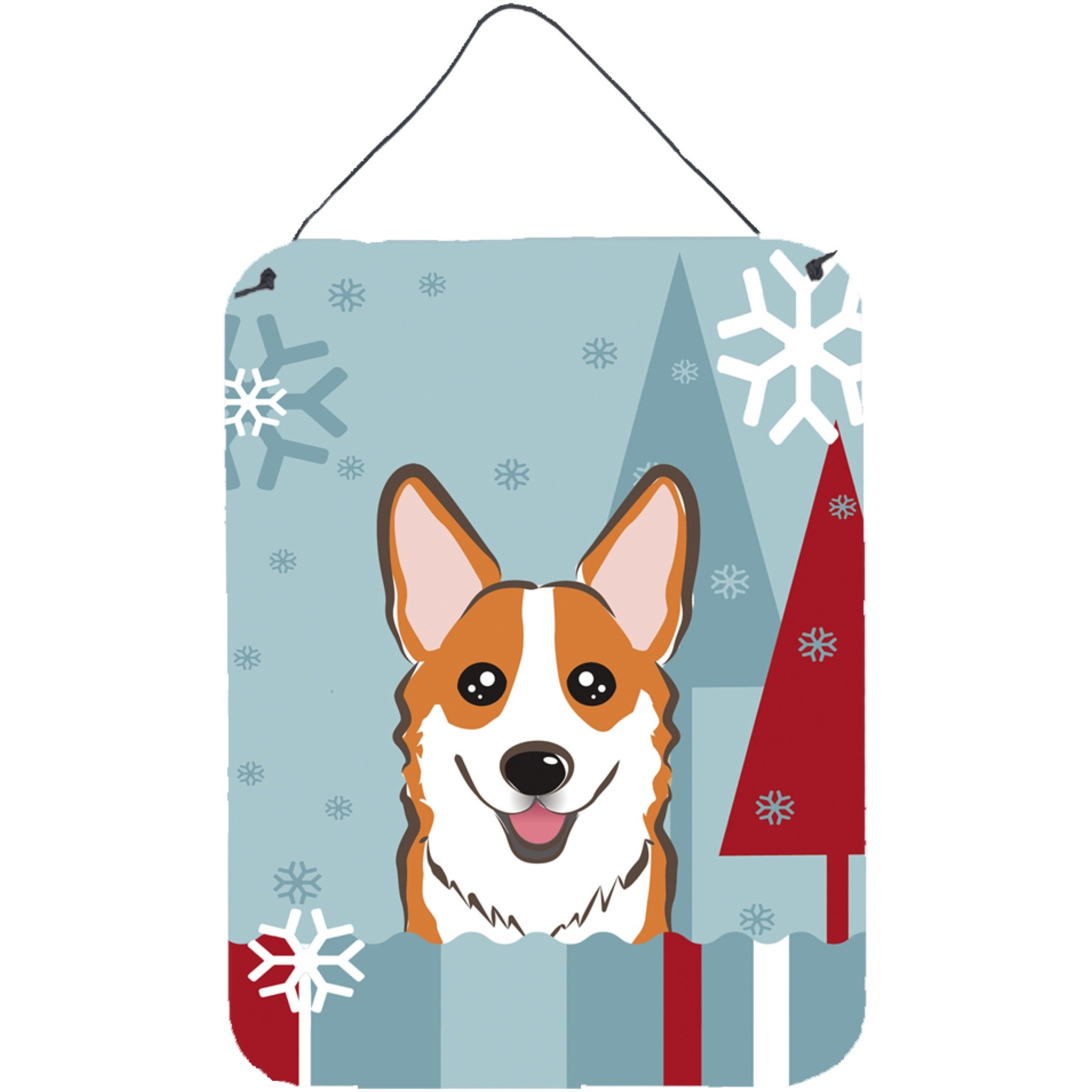 &quotCaroline's Treasures Winter Holiday Red Corgi Wall or Door Hanging Prints BB1750DS1216, 16HX12W, Multicolor"