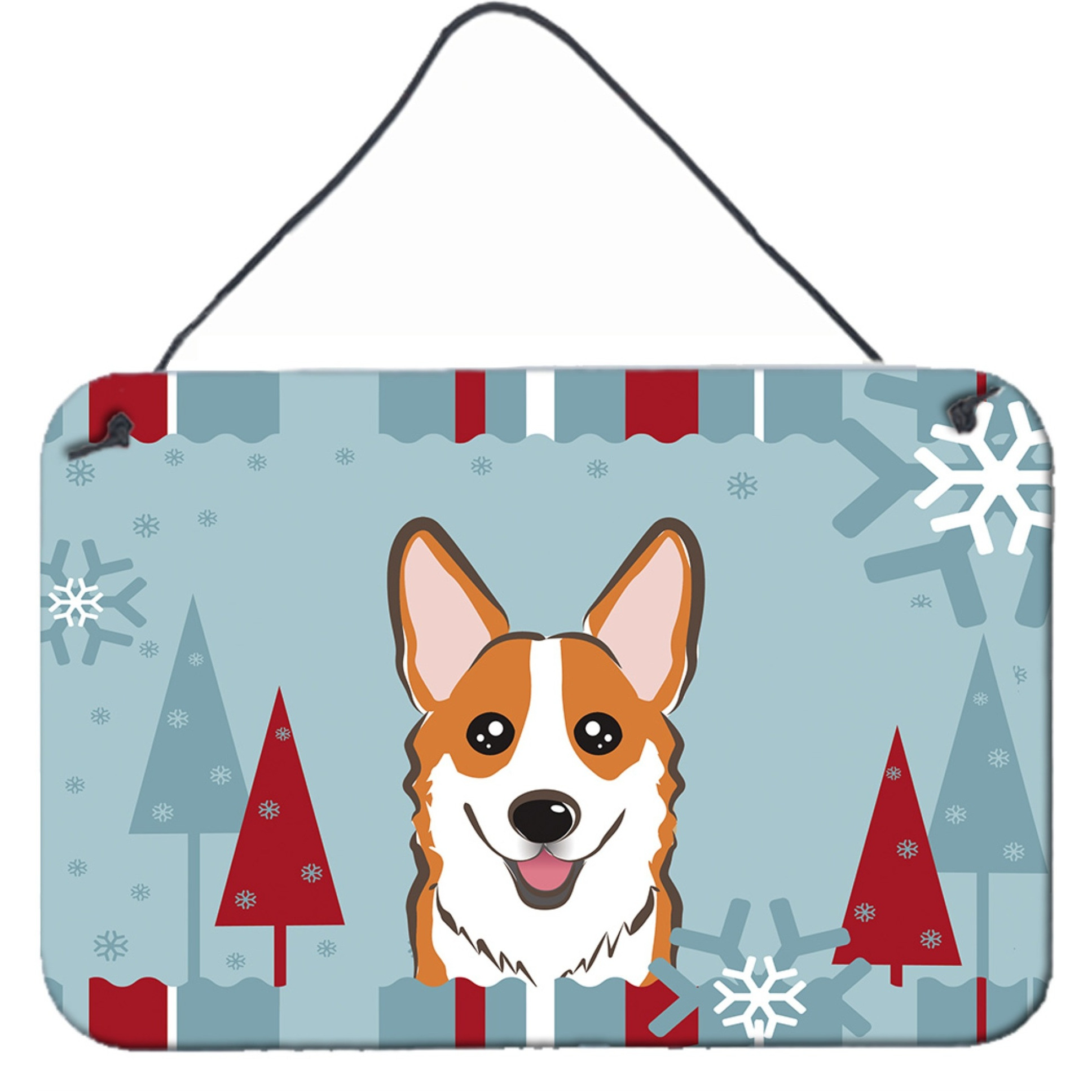 &quotCaroline's Treasures Winter Holiday Red Corgi Wall or Door Hanging Prints BB1750DS812, 8HX12W, Multicolor"