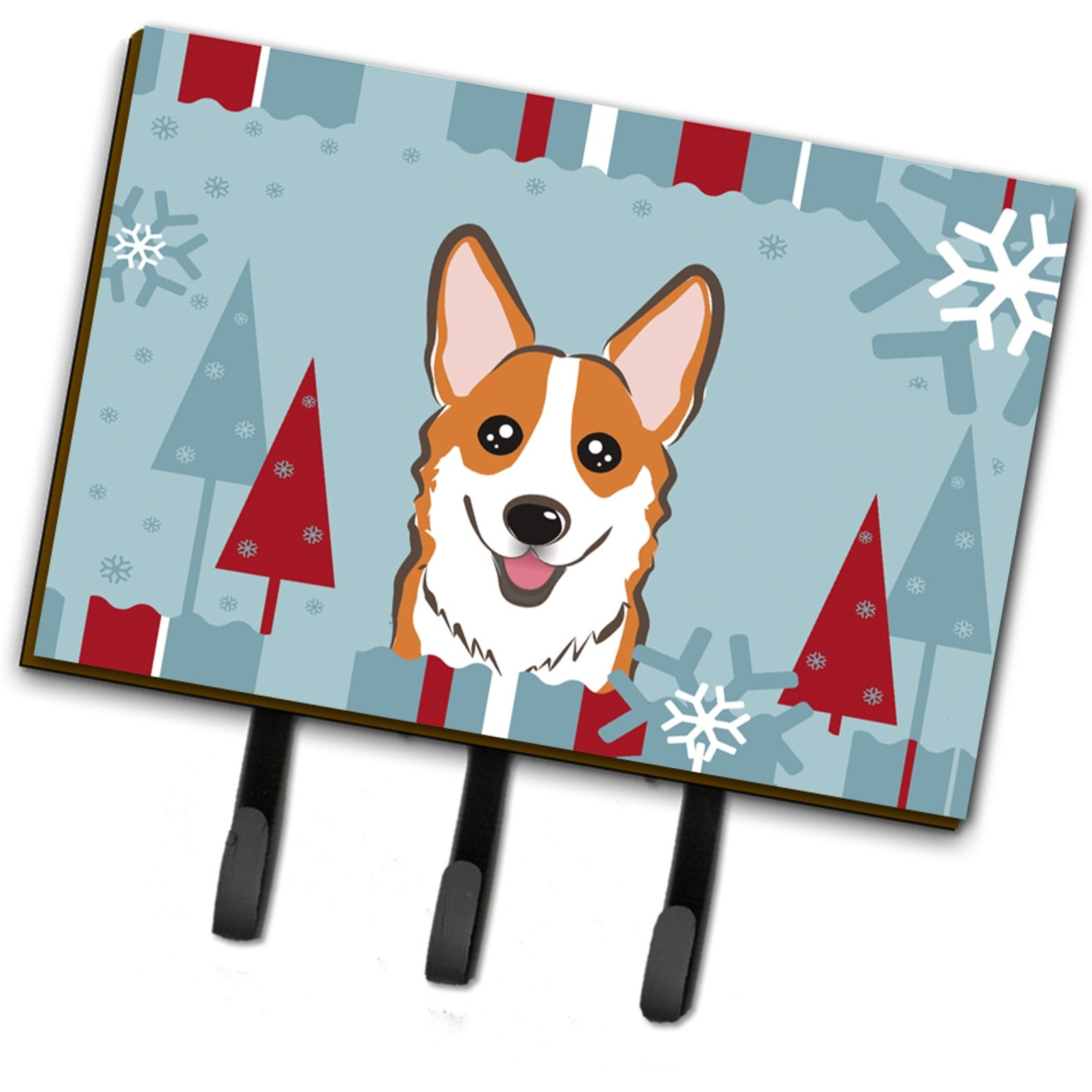 &quotCaroline's Treasures BB1750TH68 Winter Holiday Red Corgi Leash or Key Holder, Large, Multicolor"