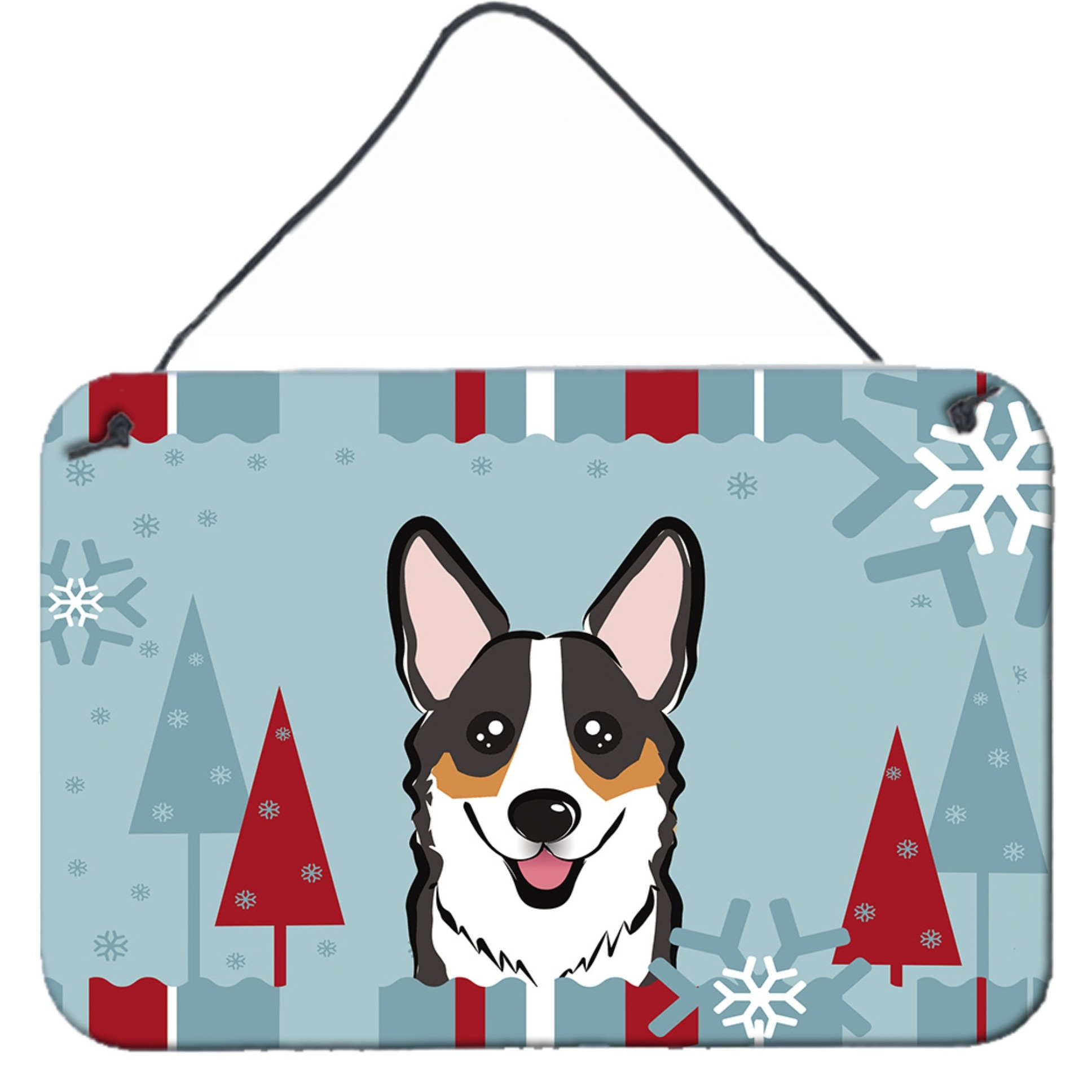&quotCaroline's Treasures Winter Holiday Tricolor Corgi Wall or Door Hanging Prints BB1751DS812, 8HX12W"